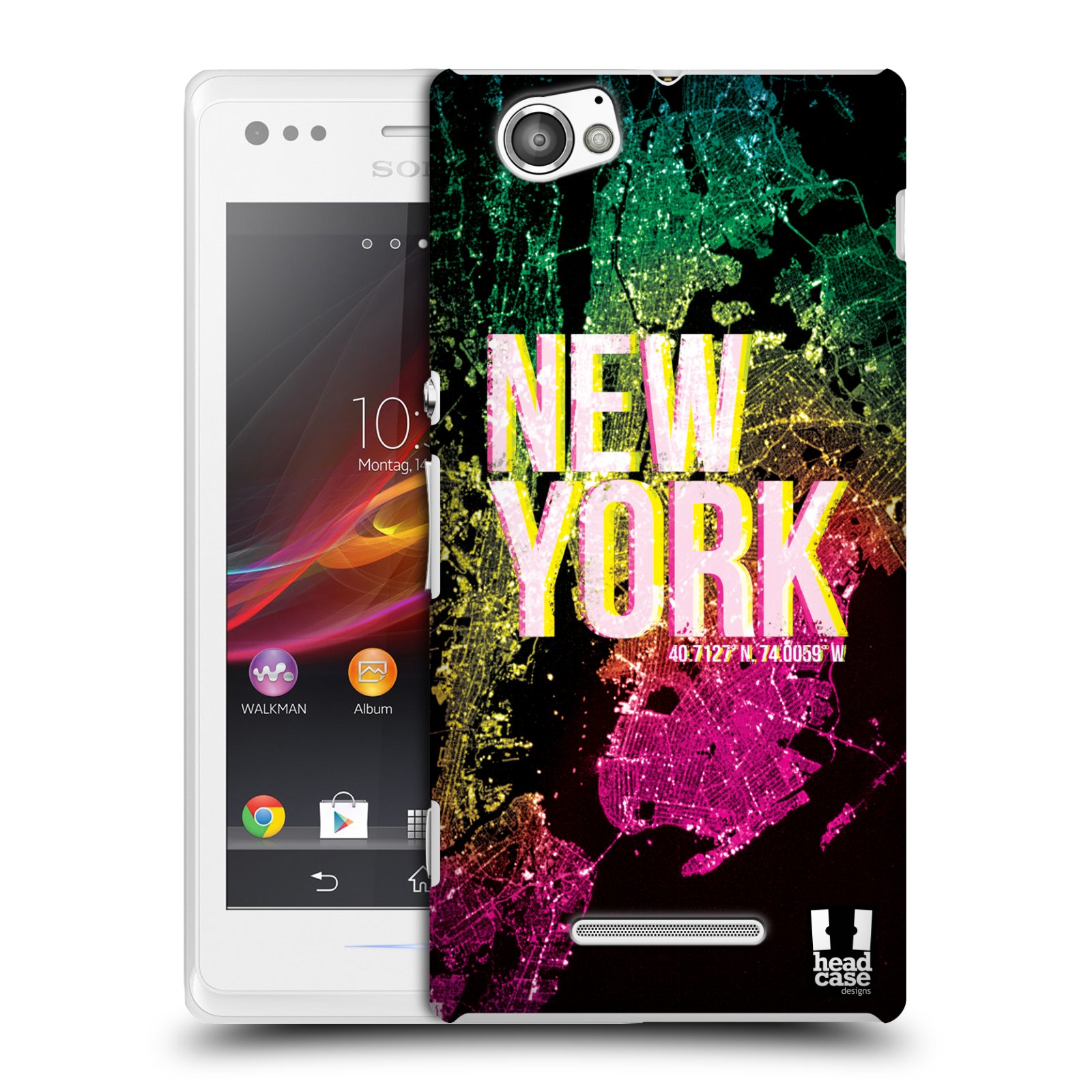 HEAD CASE plastový obal na mobil Sony Xperia M vzor Světla známých měst, Satelitní snímky USA, NEW YORK