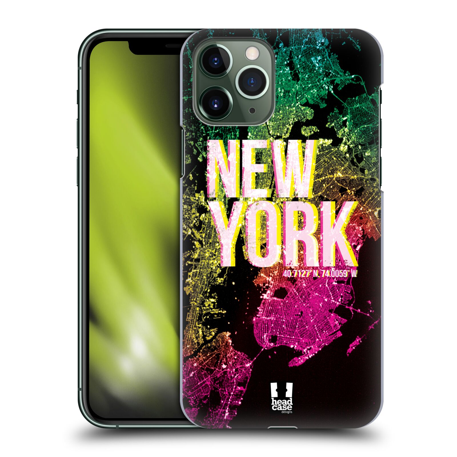 Pouzdro na mobil Apple Iphone 11 PRO - HEAD CASE - vzor Světla známých měst, Satelitní snímky USA, NEW YORK