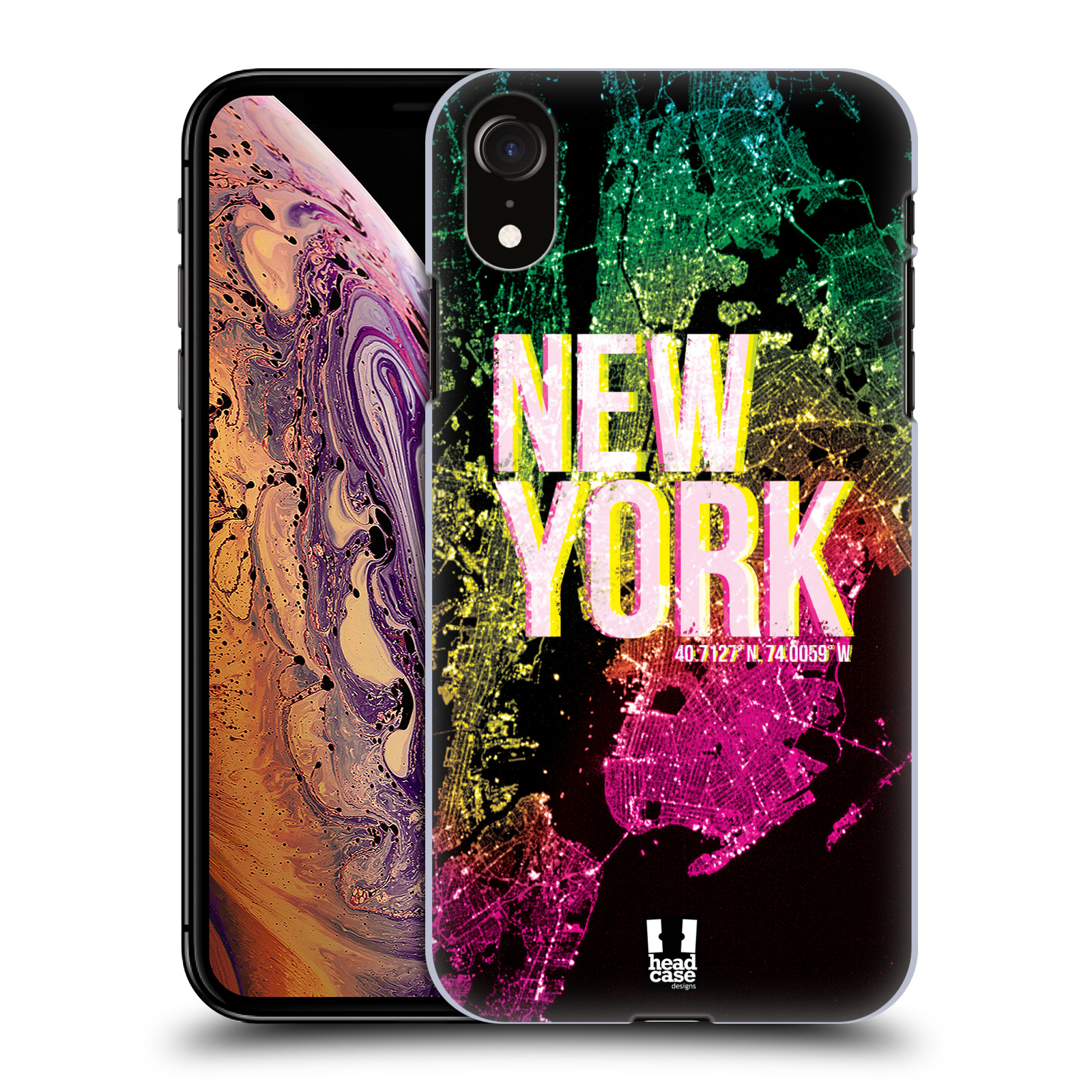 HEAD CASE plastový obal na mobil Apple Iphone XR vzor Světla známých měst, Satelitní snímky USA, NEW YORK