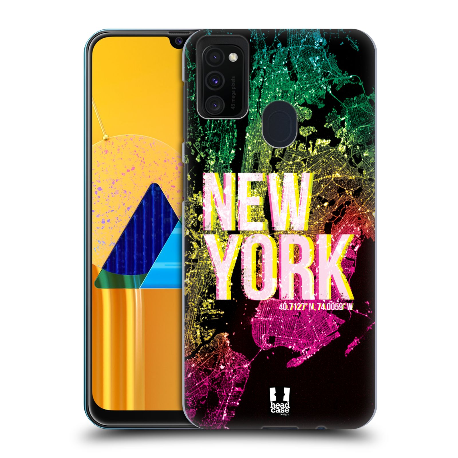 Zadní kryt na mobil Samsung Galaxy M21 vzor Světla známých měst, Satelitní snímky USA, NEW YORK