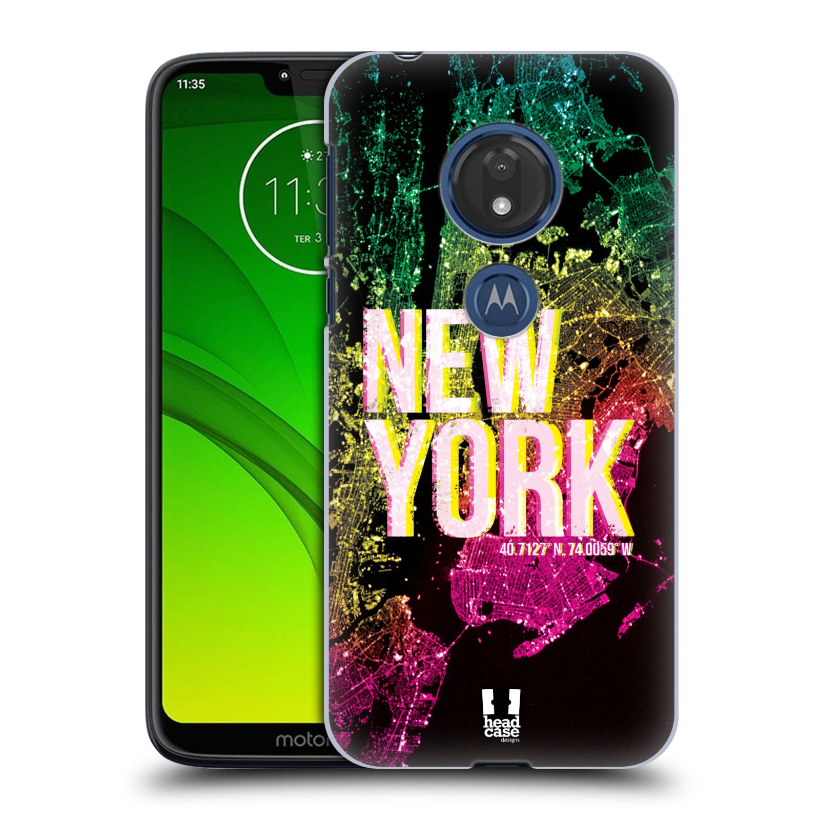 Pouzdro na mobil Motorola Moto G7 Play vzor Světla známých měst, Satelitní snímky USA, NEW YORK