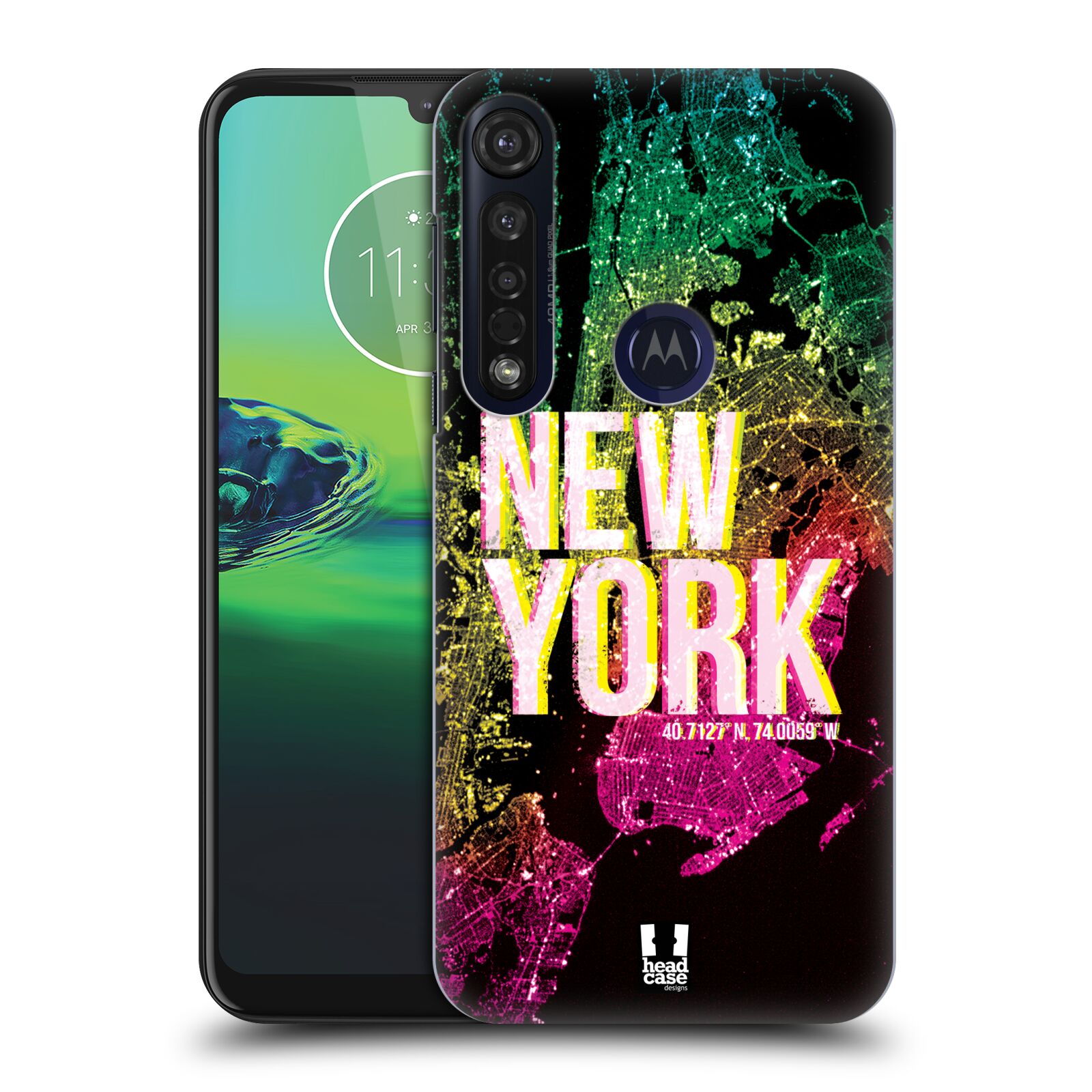 Pouzdro na mobil Motorola Moto G8 PLUS - HEAD CASE - vzor Světla známých měst, Satelitní snímky USA, NEW YORK