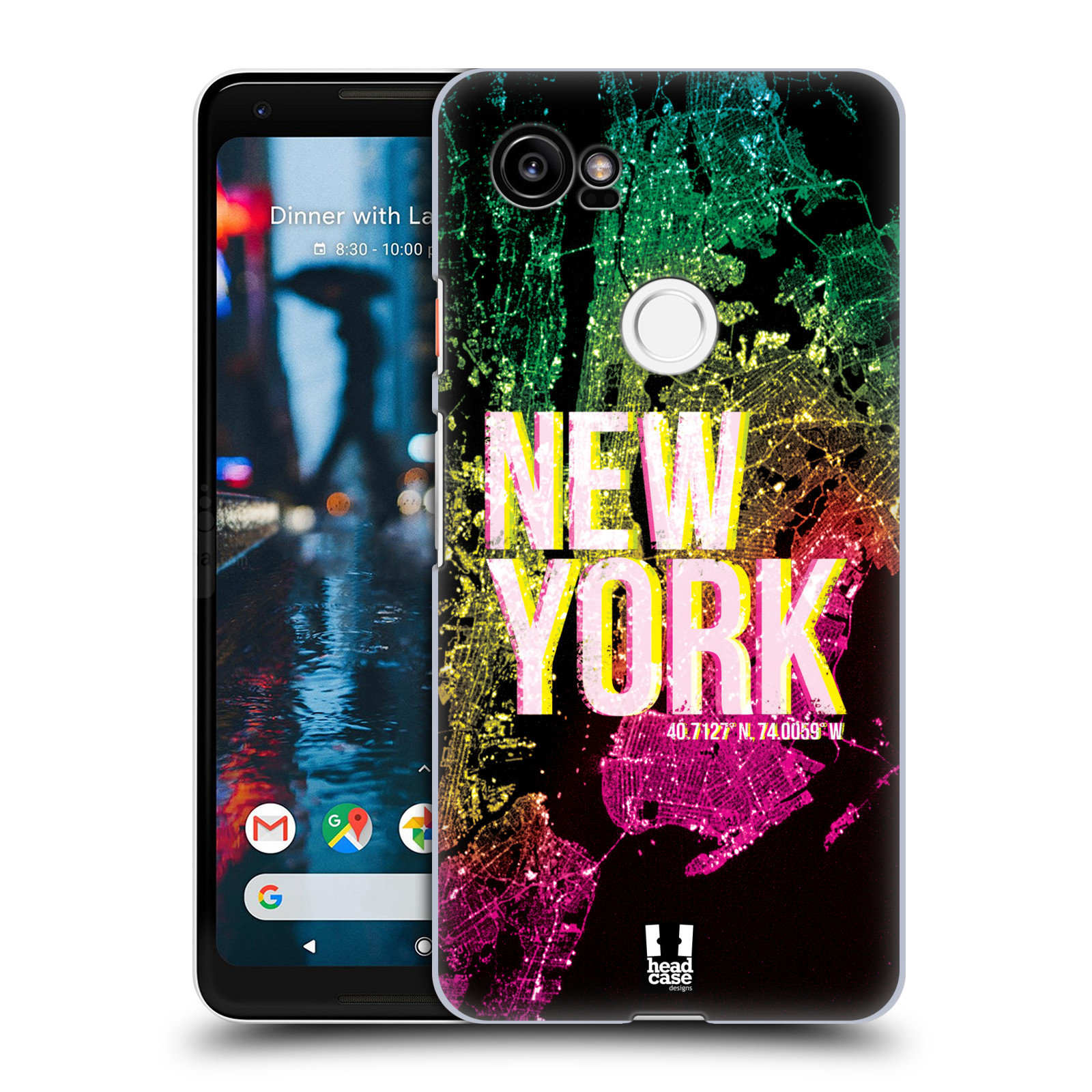 HEAD CASE plastový obal na mobil Google Pixel 2 XL vzor Světla známých měst, Satelitní snímky USA, NEW YORK