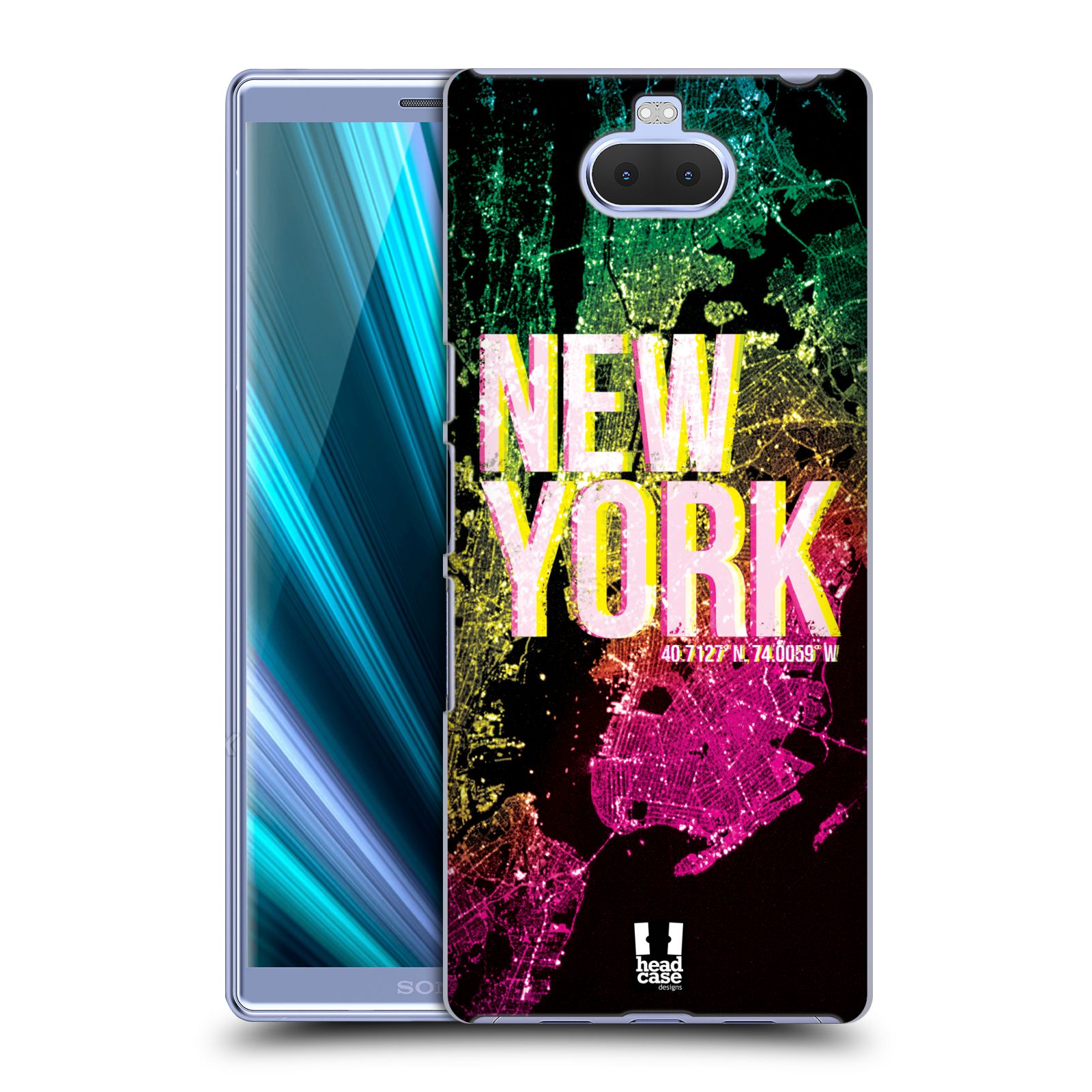Pouzdro na mobil Sony Xperia 10 - Head Case - vzor Světla známých měst, Satelitní snímky USA, NEW YORK
