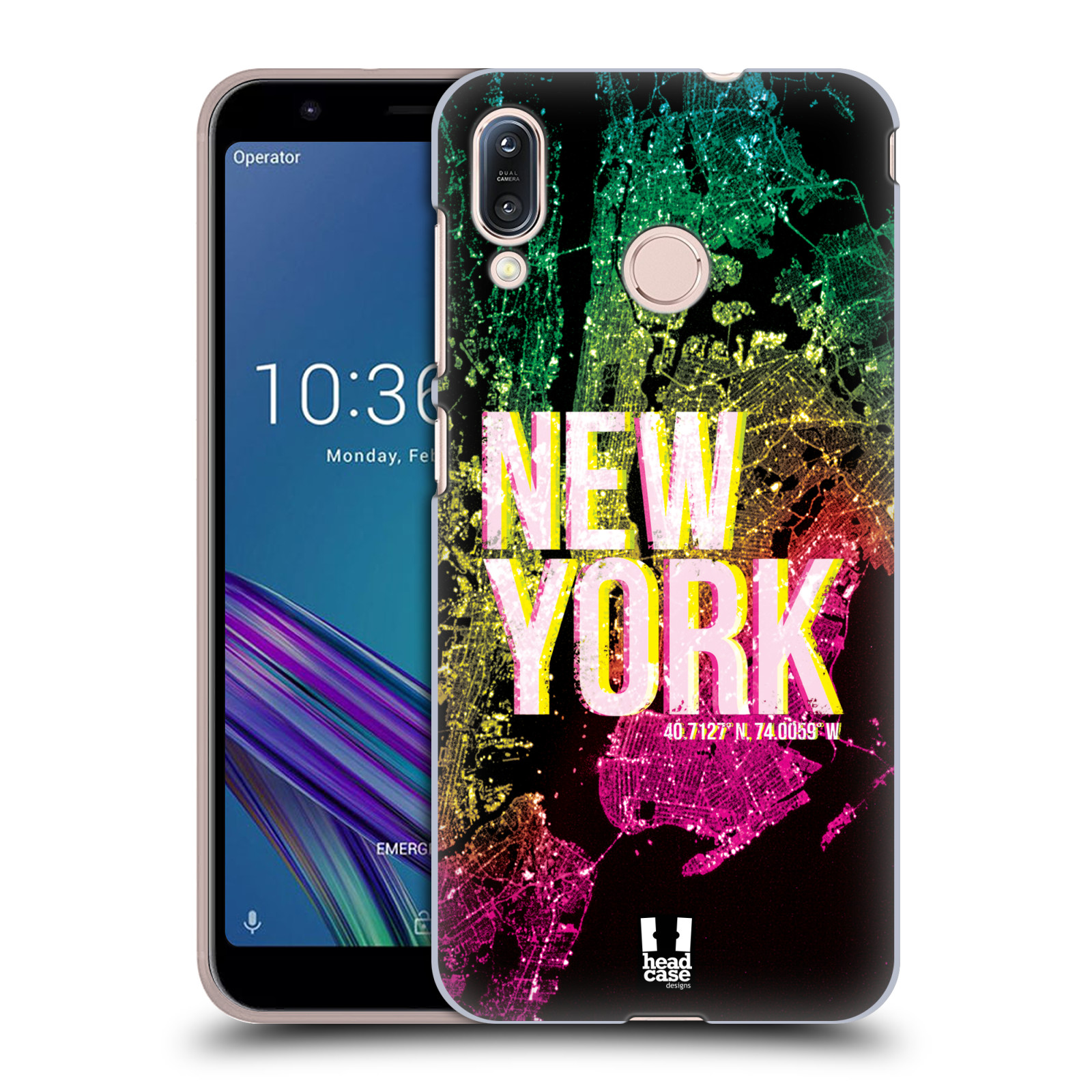 Pouzdro na mobil Asus Zenfone Max M1 (ZB555KL) - HEAD CASE - vzor Světla známých měst, Satelitní snímky USA, NEW YORK