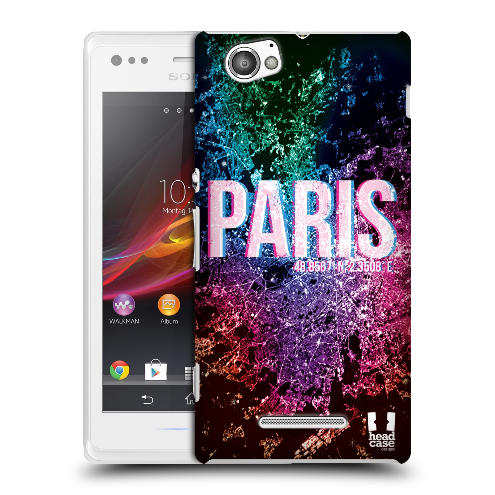 HEAD CASE plastový obal na mobil Sony Xperia M vzor Světla známých měst, Satelitní snímky FRANCIE, PAŘÍŽ