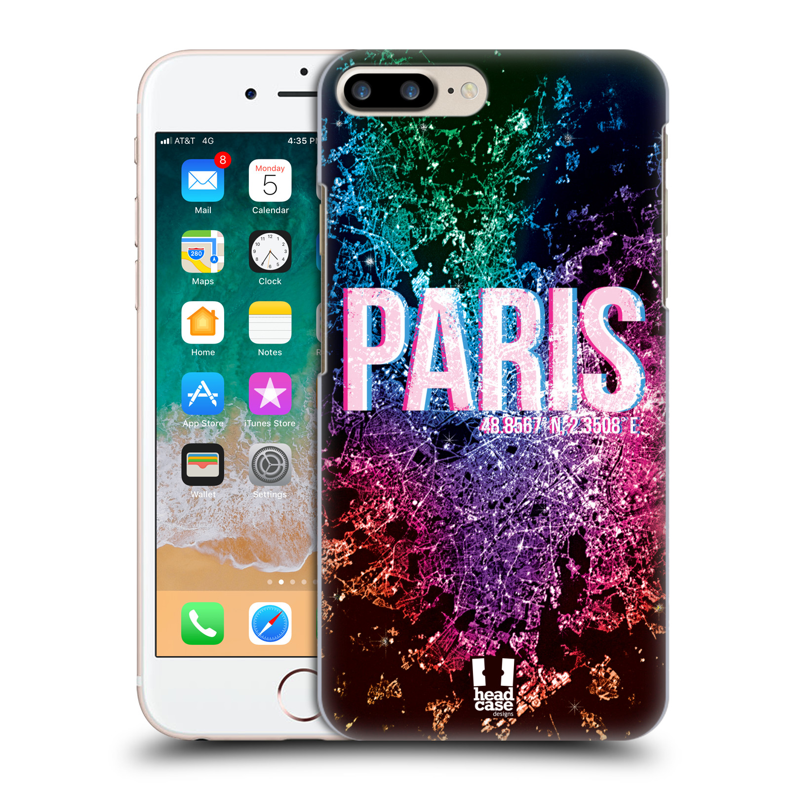 Plastové pouzdro pro mobil Apple Iphone 8 PLUS vzor Světla známých měst, Satelitní snímky FRANCIE, PAŘÍŽ