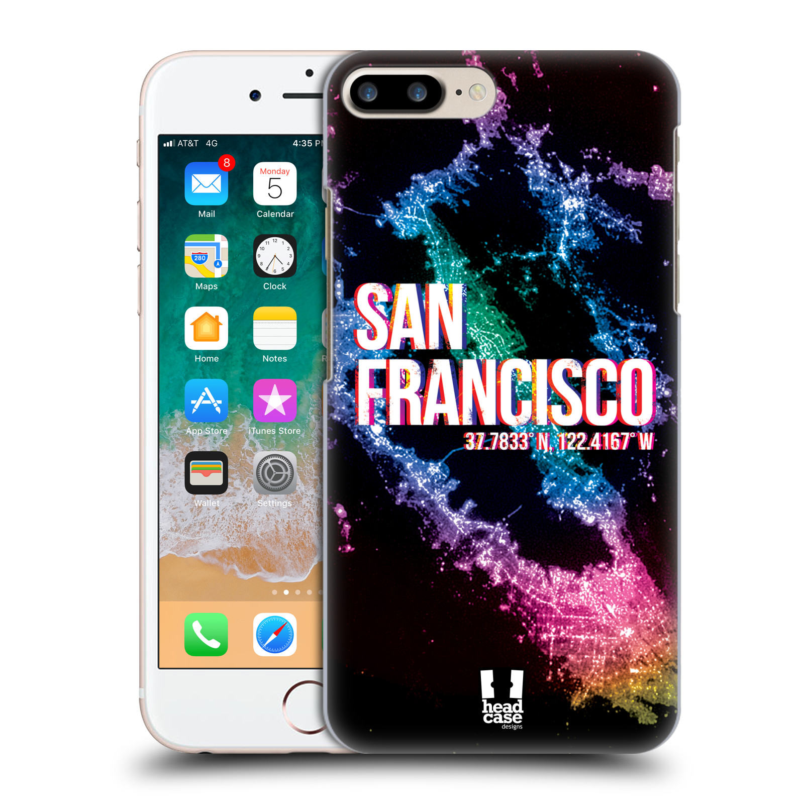 Plastové pouzdro pro mobil Apple Iphone 8 PLUS vzor Světla známých měst, Satelitní snímky USA, SAN FRANCISCO
