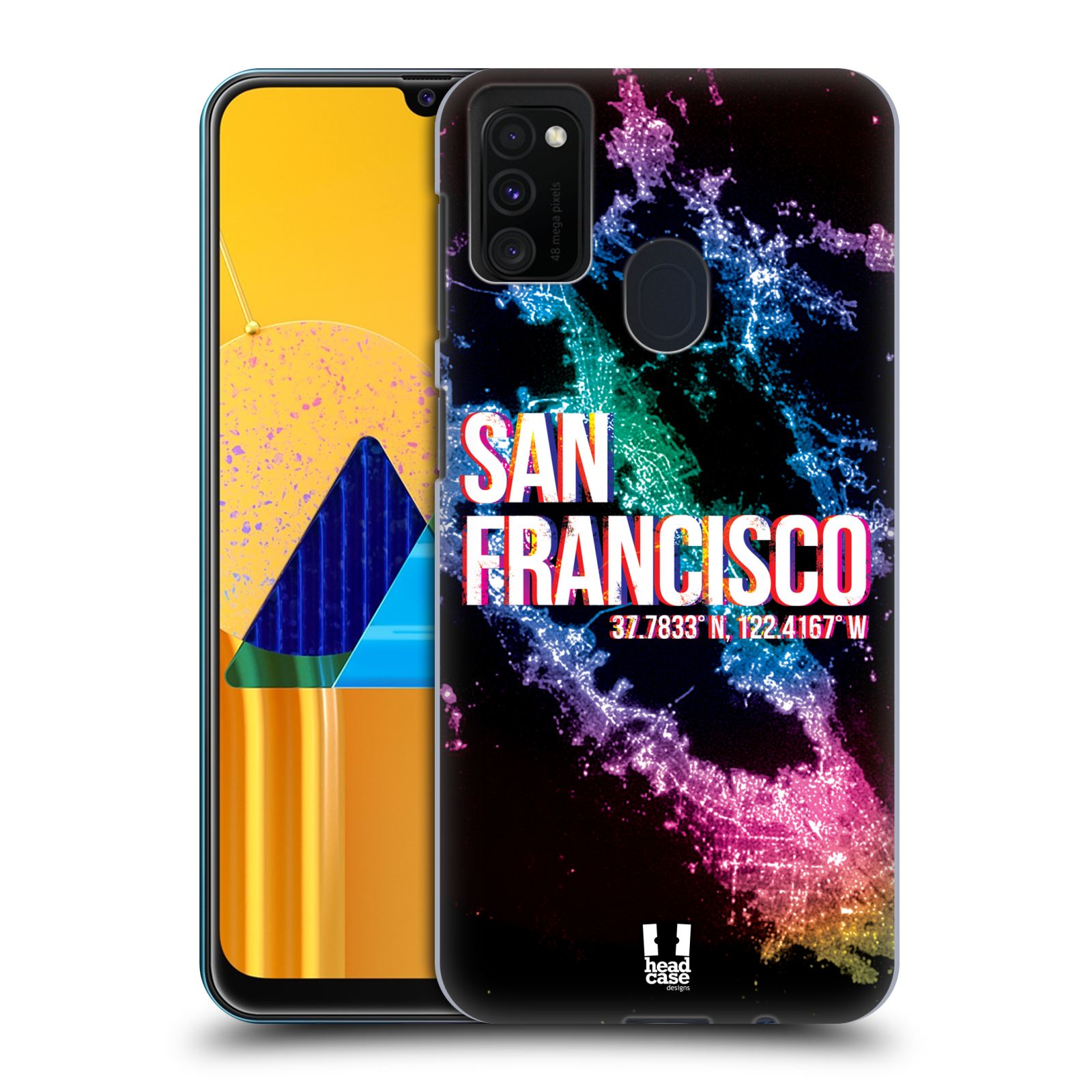 Zadní kryt na mobil Samsung Galaxy M21 vzor Světla známých měst, Satelitní snímky USA, SAN FRANCISCO