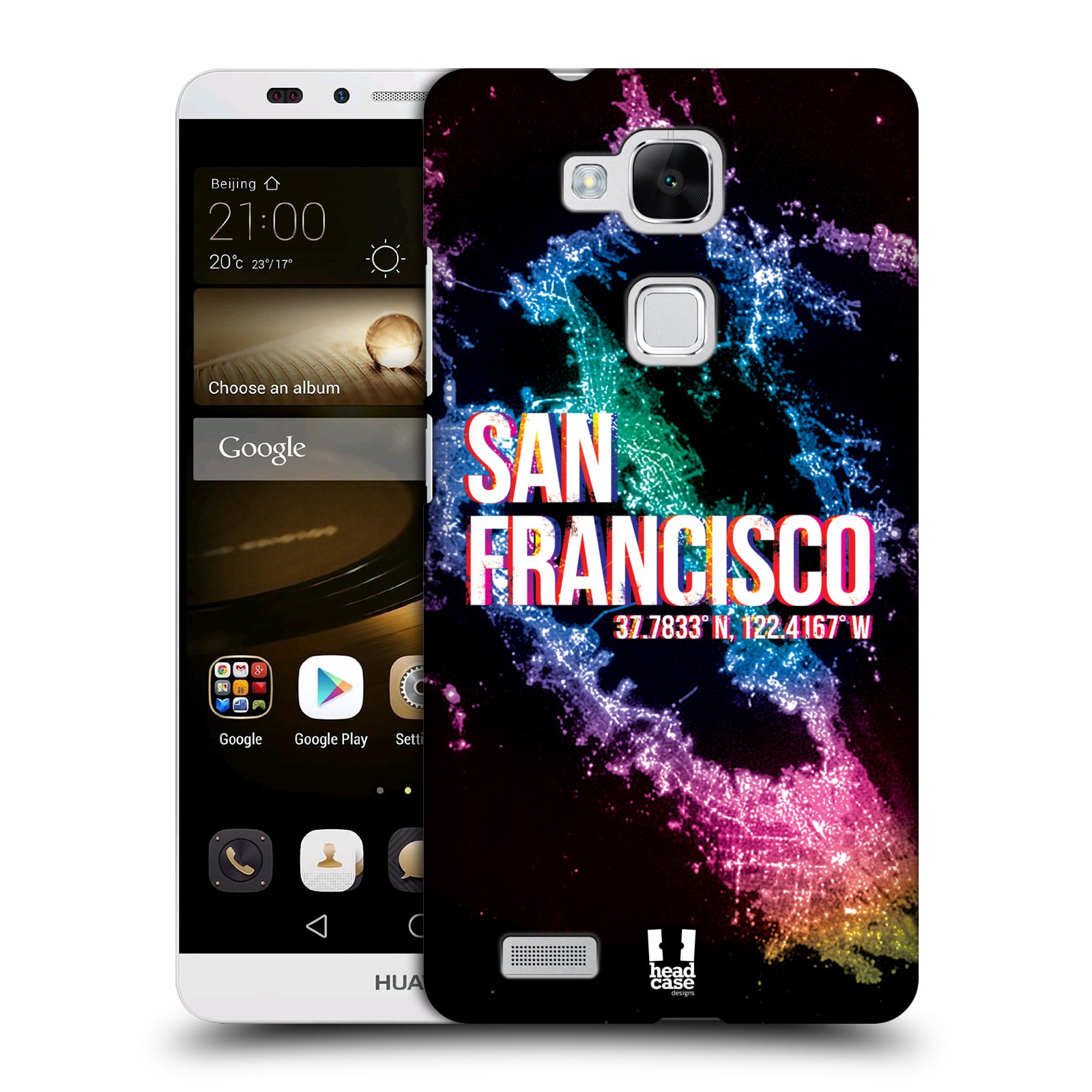 HEAD CASE plastový obal na mobil Huawei Mate 7 vzor Světla známých měst, Satelitní snímky USA, SAN FRANCISCO