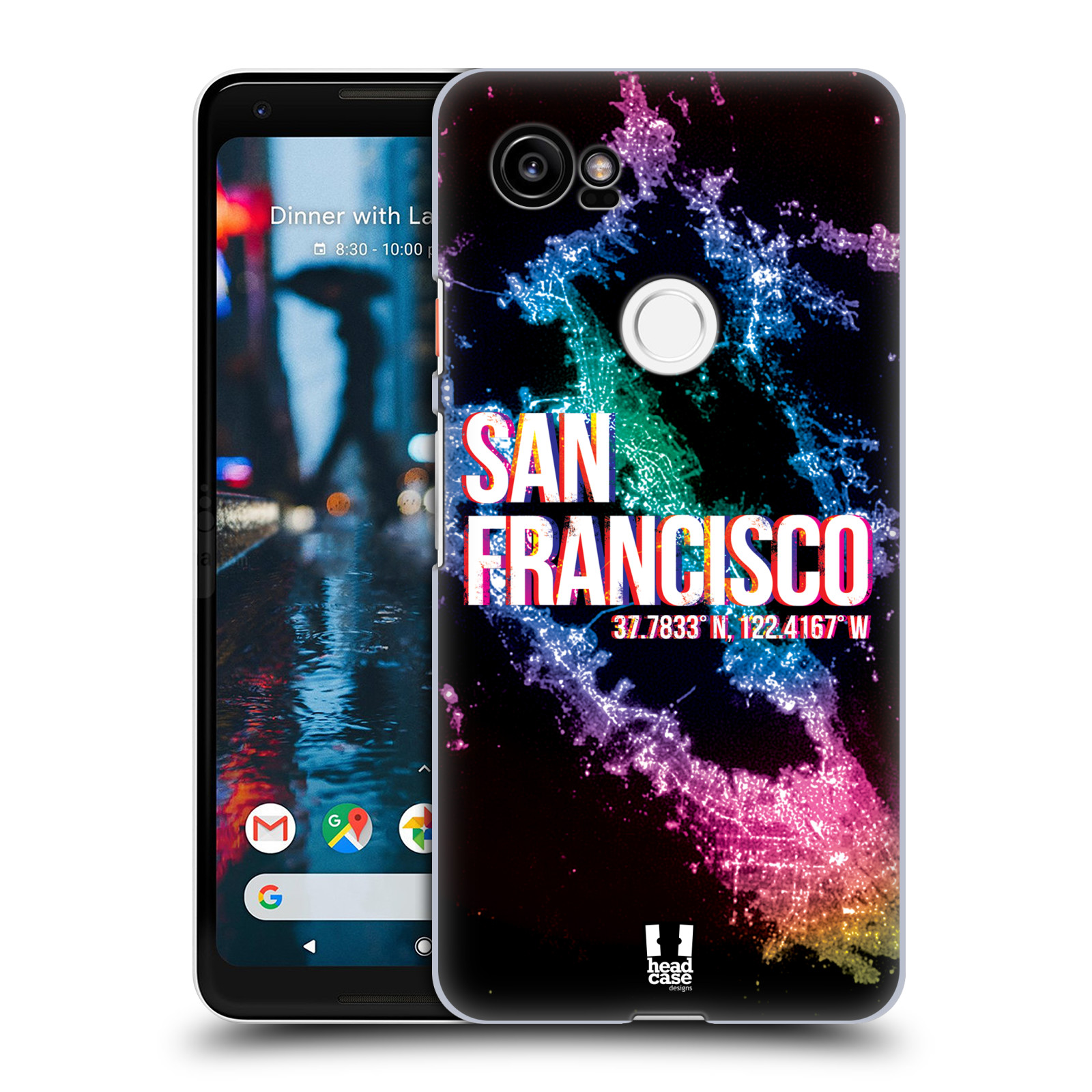 HEAD CASE plastový obal na mobil Google Pixel 2 XL vzor Světla známých měst, Satelitní snímky USA, SAN FRANCISCO