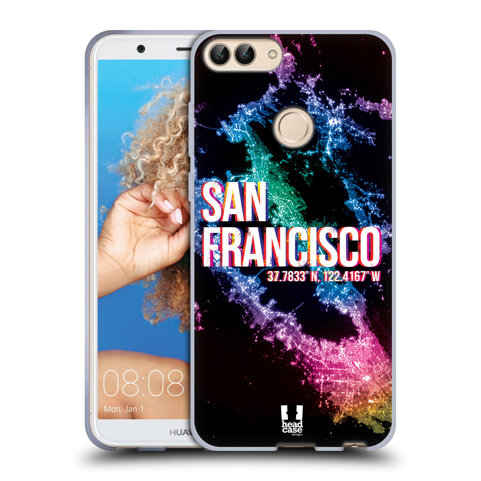 HEAD CASE silikon obal na mobil Huawei P SMART vzor Světla známých měst, Satelitní snímky USA, SAN FRANCISCO