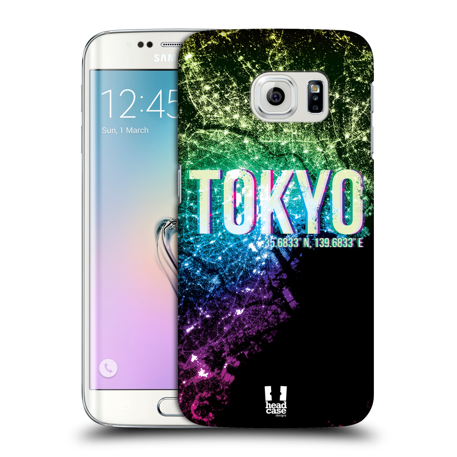 HEAD CASE plastový obal na mobil SAMSUNG Galaxy S6 EDGE (G9250, G925, G925F) vzor Světla známých měst, Satelitní snímky zelená a fialová JAPONSKO, TOKYO