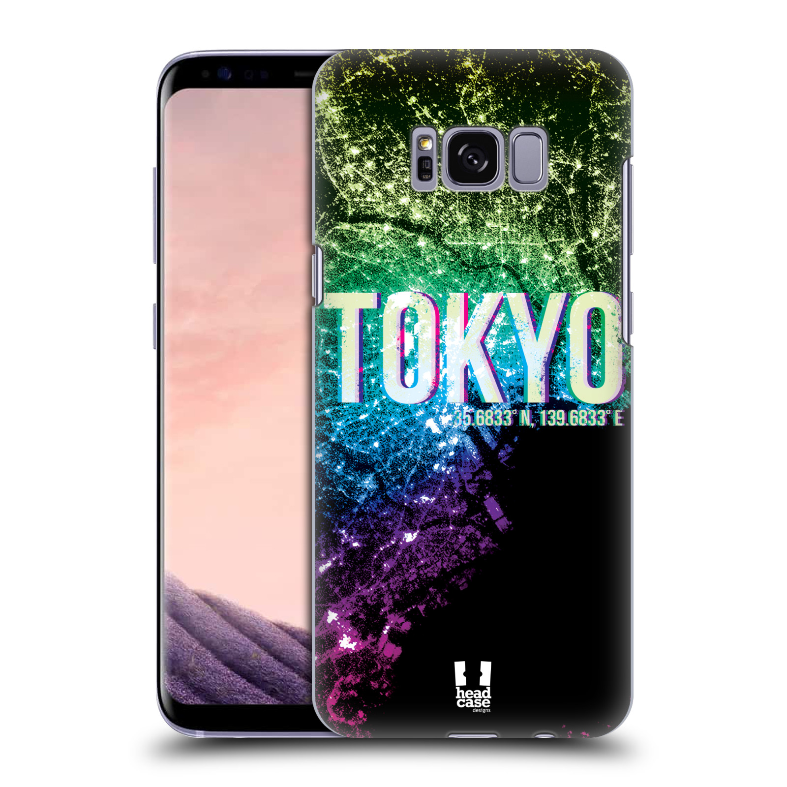 HEAD CASE plastový obal na mobil Samsung Galaxy S8 vzor Světla známých měst, Satelitní snímky zelená a fialová JAPONSKO, TOKYO