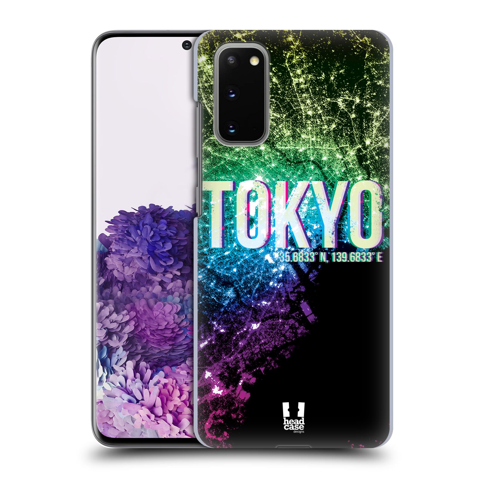 Pouzdro na mobil Samsung Galaxy S20 - HEAD CASE - vzor Světla známých měst, Satelitní snímky zelená a fialová JAPONSKO, TOKYO