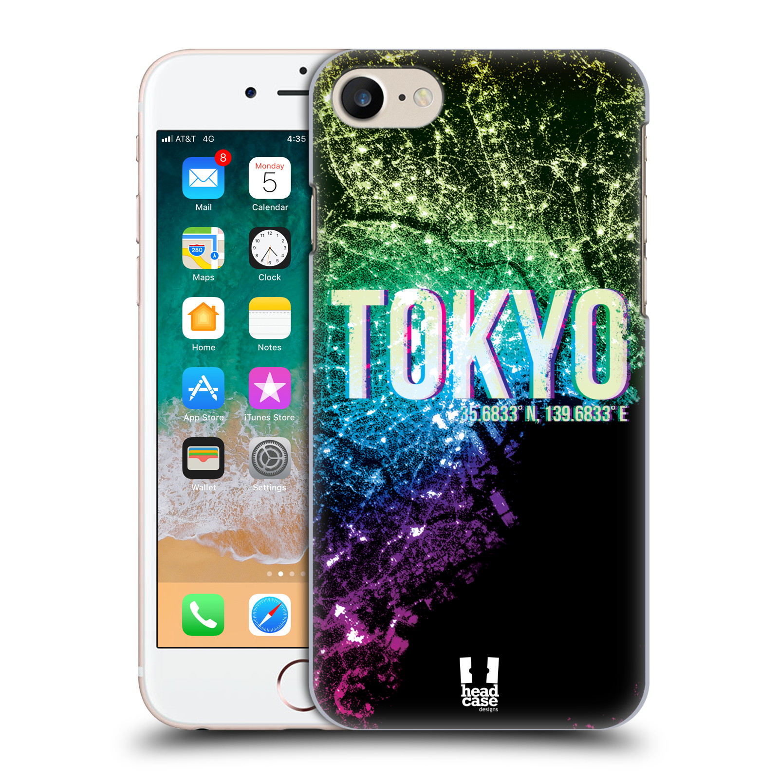 Plastové pouzdro pro mobil Apple Iphone 7/8/SE 2020 vzor Světla známých měst, Satelitní snímky zelená a fialová JAPONSKO, TOKYO