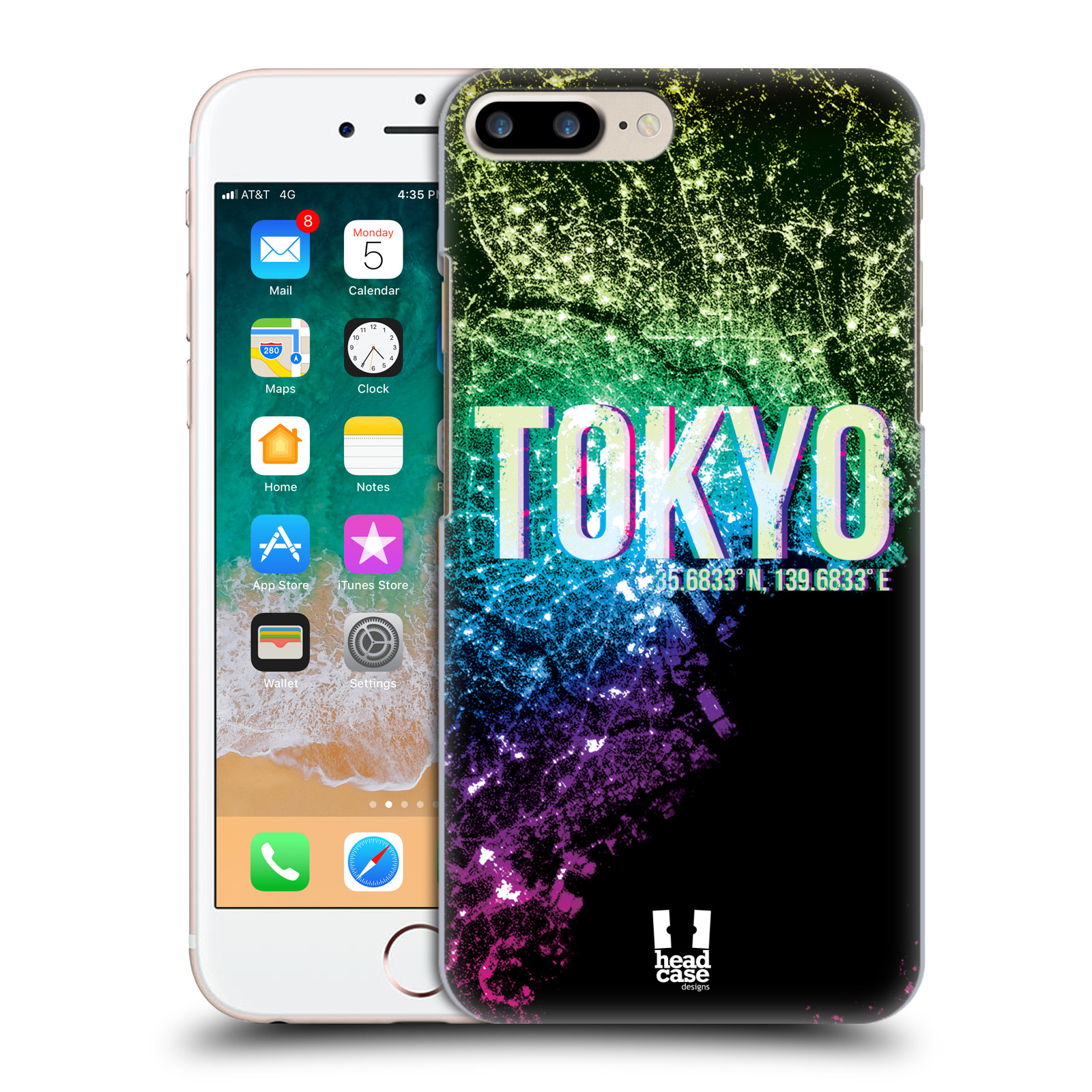 HEAD CASE plastový obal na mobil Apple Iphone 7 PLUS vzor Světla známých měst, Satelitní snímky zelená a fialová JAPONSKO, TOKYO