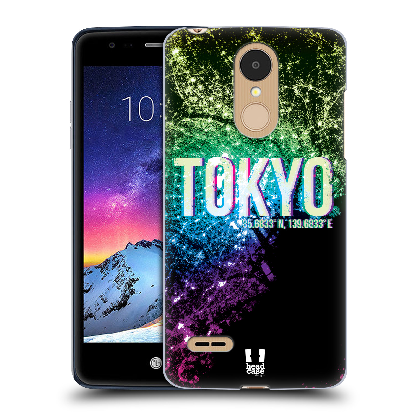 HEAD CASE plastový obal na mobil LG K9 / K8 2018 vzor Světla známých měst, Satelitní snímky zelená a fialová JAPONSKO, TOKYO