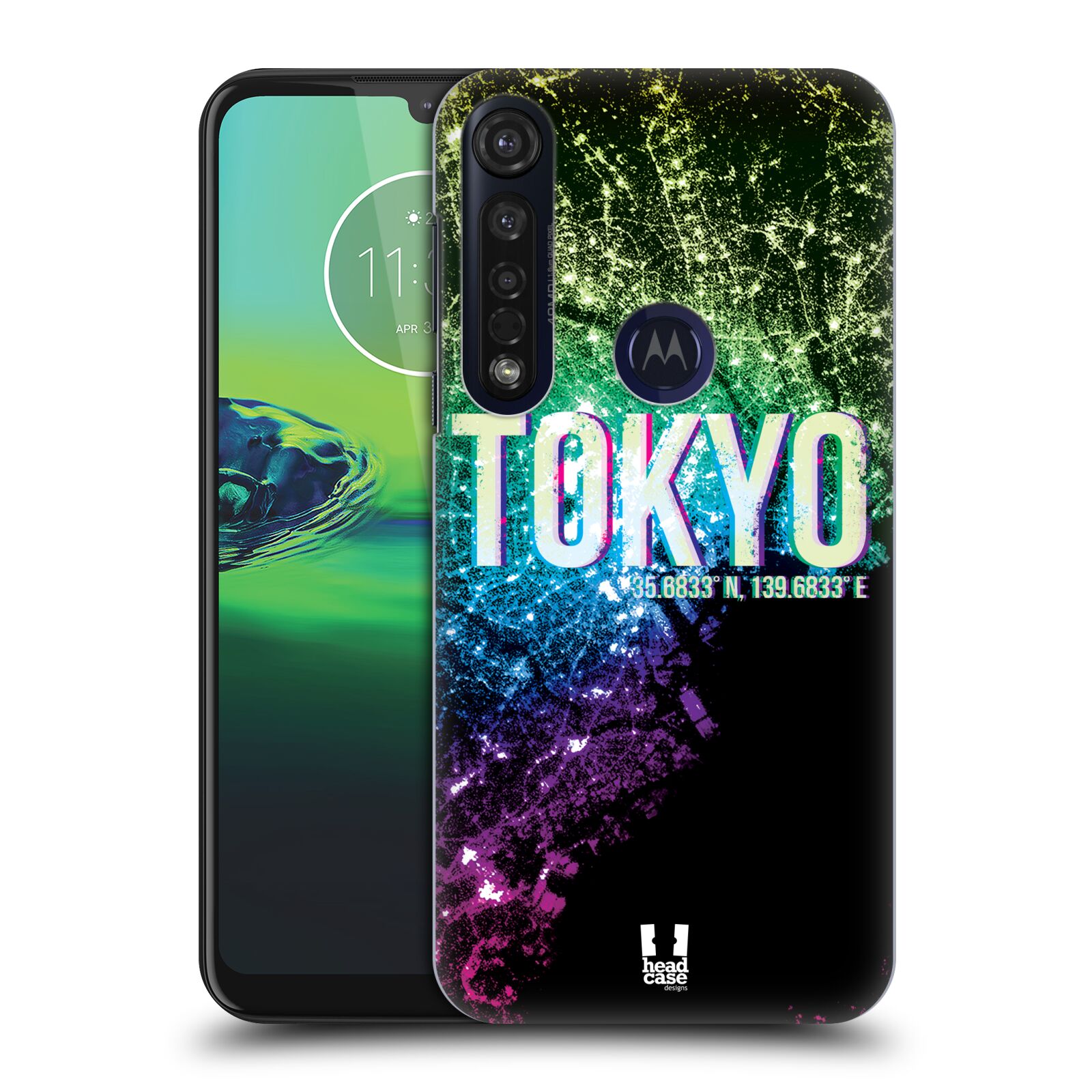 Pouzdro na mobil Motorola Moto G8 PLUS - HEAD CASE - vzor Světla známých měst, Satelitní snímky zelená a fialová JAPONSKO, TOKYO