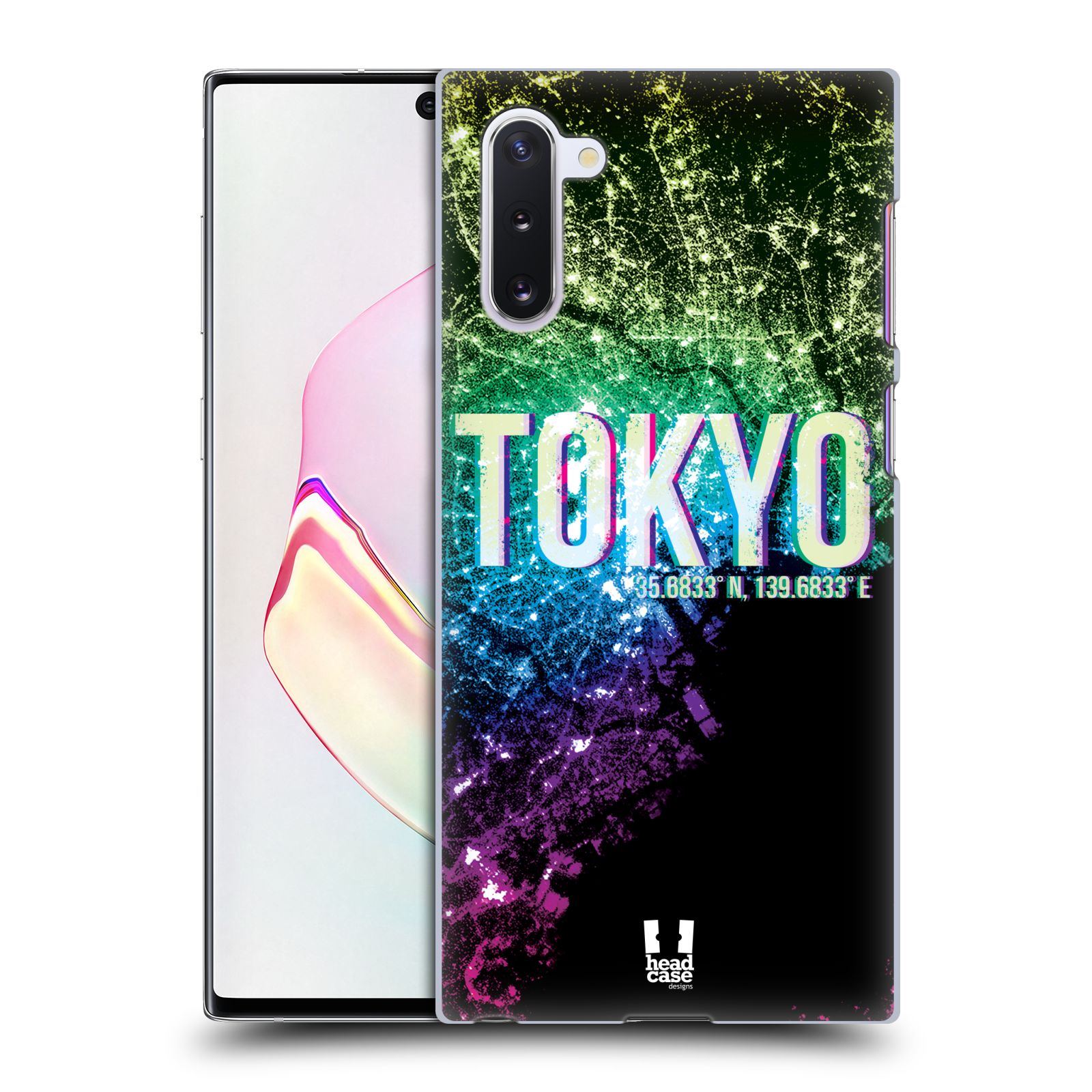 Pouzdro na mobil Samsung Galaxy Note 10 - HEAD CASE - vzor Světla známých měst, Satelitní snímky zelená a fialová JAPONSKO, TOKYO