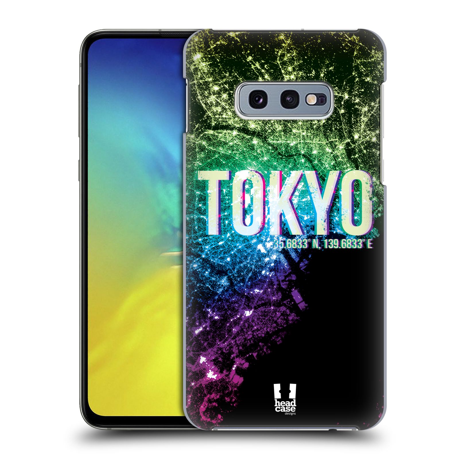Pouzdro na mobil Samsung Galaxy S10e - HEAD CASE - vzor Světla známých měst, Satelitní snímky zelená a fialová JAPONSKO, TOKYO