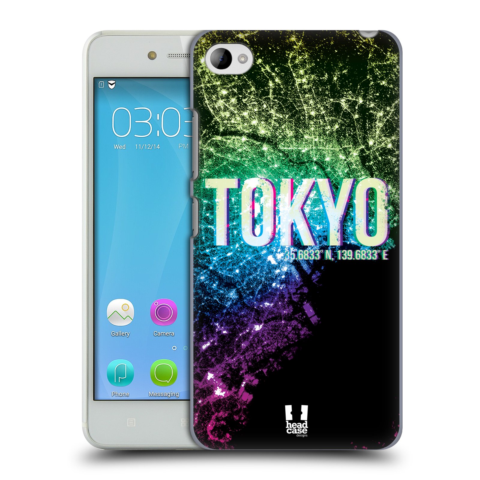 HEAD CASE pevný plastový obal na mobil LENOVO S90 vzor Světla známých měst, Satelitní snímky zelená a fialová JAPONSKO, TOKYO