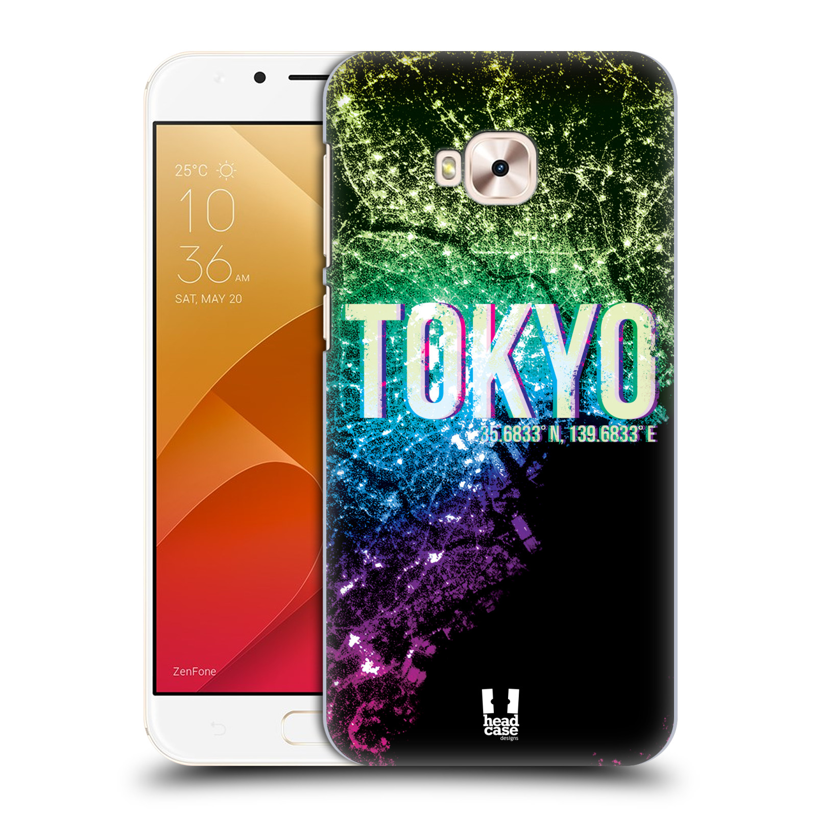 HEAD CASE plastový obal na mobil Asus Zenfone 4 Selfie Pro ZD552KL vzor Světla známých měst, Satelitní snímky zelená a fialová JAPONSKO, TOKYO