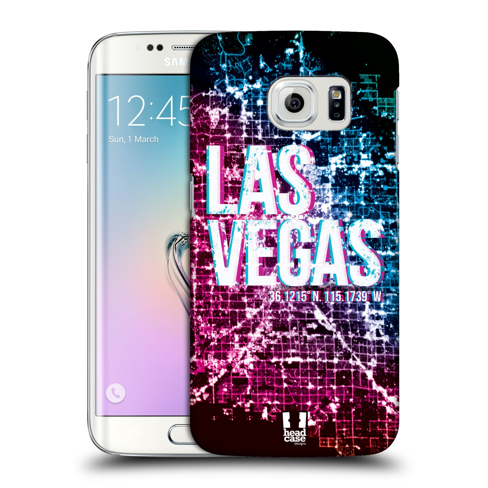 HEAD CASE plastový obal na mobil SAMSUNG Galaxy S6 EDGE (G9250, G925, G925F) vzor Světla známých měst, Satelitní snímky fialová a modrá USA, LAS VEGAS