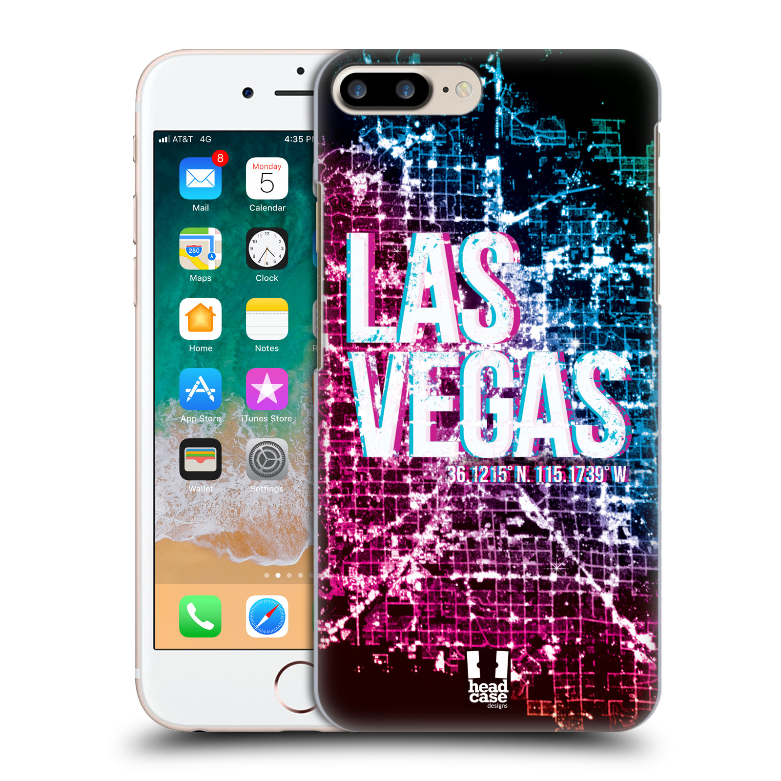 HEAD CASE plastový obal na mobil Apple Iphone 7 PLUS vzor Světla známých měst, Satelitní snímky fialová a modrá USA, LAS VEGAS
