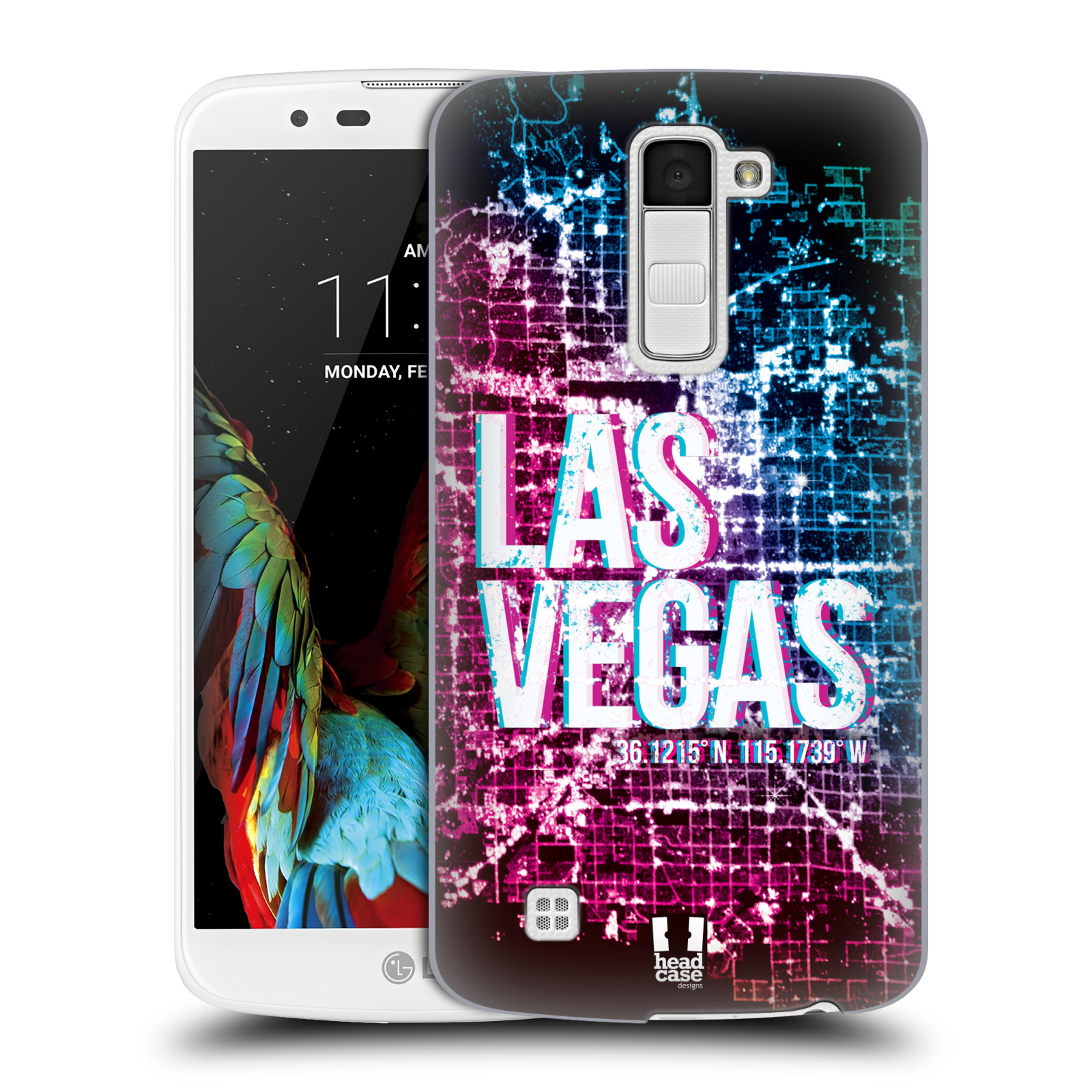 HEAD CASE plastový obal na mobil LG K10 vzor Světla známých měst, Satelitní snímky fialová a modrá USA, LAS VEGAS