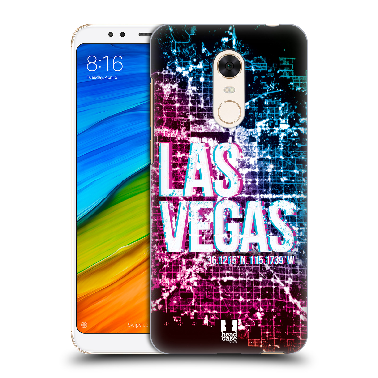 HEAD CASE plastový obal na mobil Xiaomi Redmi 5 PLUS vzor Světla známých měst, Satelitní snímky fialová a modrá USA, LAS VEGAS