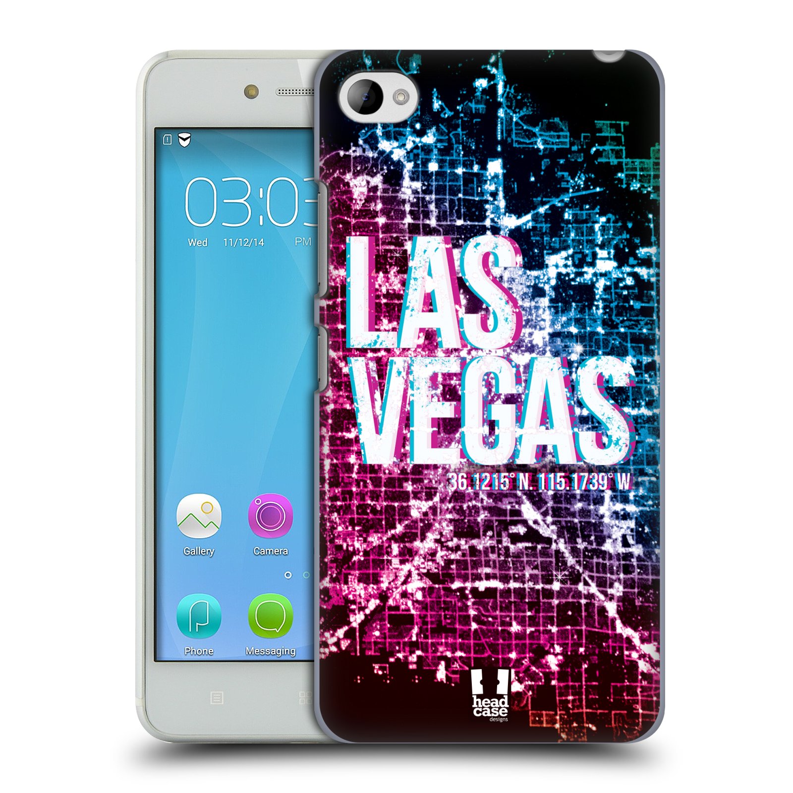 HEAD CASE pevný plastový obal na mobil LENOVO S90 vzor Světla známých měst, Satelitní snímky fialová a modrá USA, LAS VEGAS