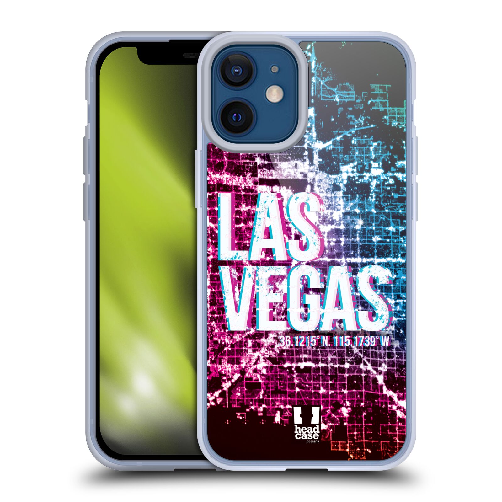 Plastový obal na mobil Apple Iphone 12 MINI vzor Světla známých měst, Satelitní snímky fialová a modrá USA, LAS VEGAS