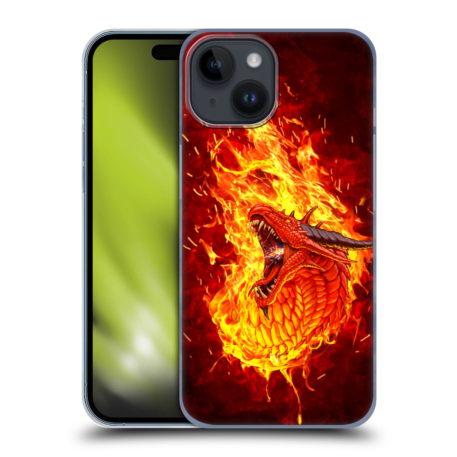 Plastový obal HEAD CASE na mobil Apple Iphone 15  - Christos Karapanos Fantasy - Drak v plamenech