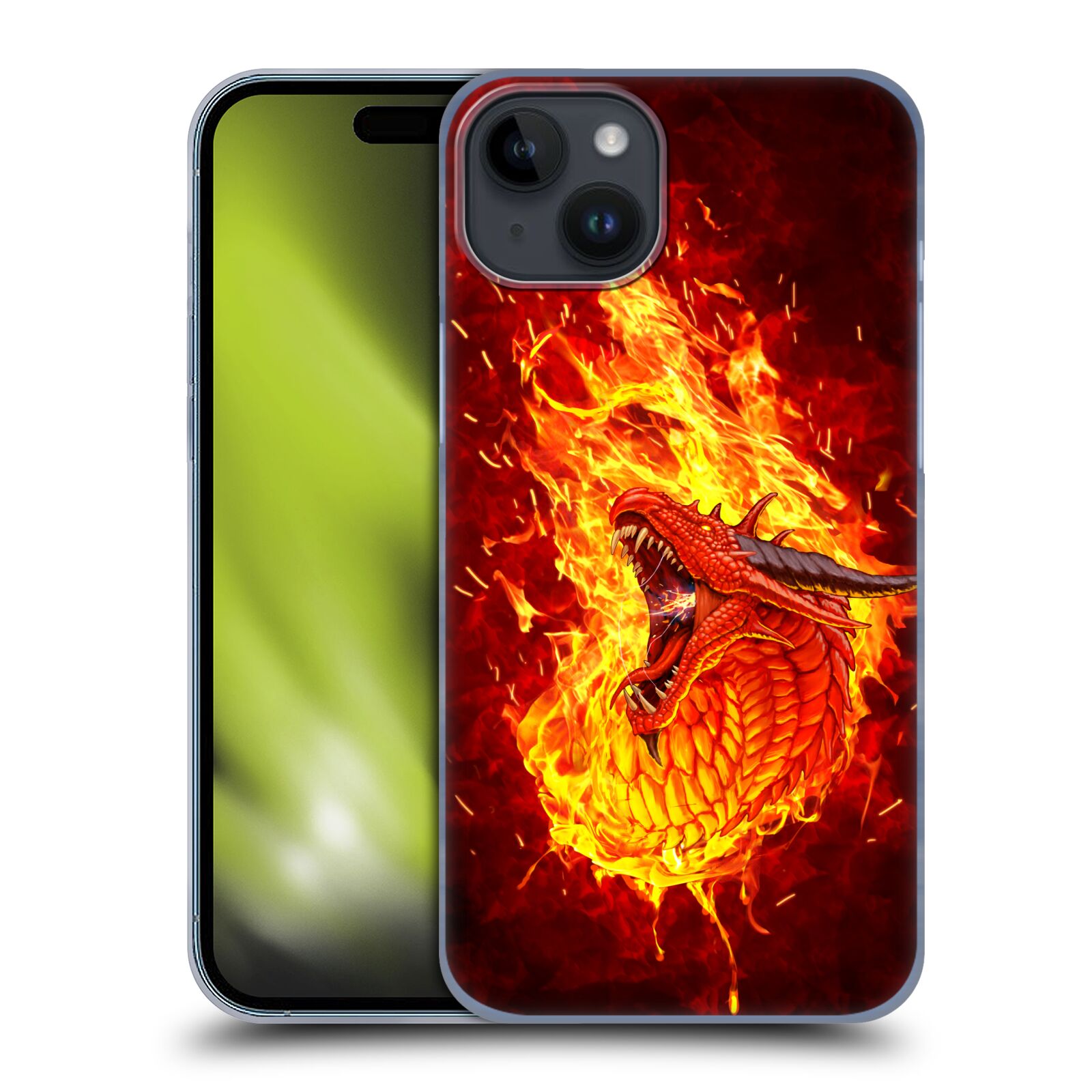 Plastový obal HEAD CASE na mobil Apple Iphone 15 PLUS  - Christos Karapanos Fantasy - Drak v plamenech