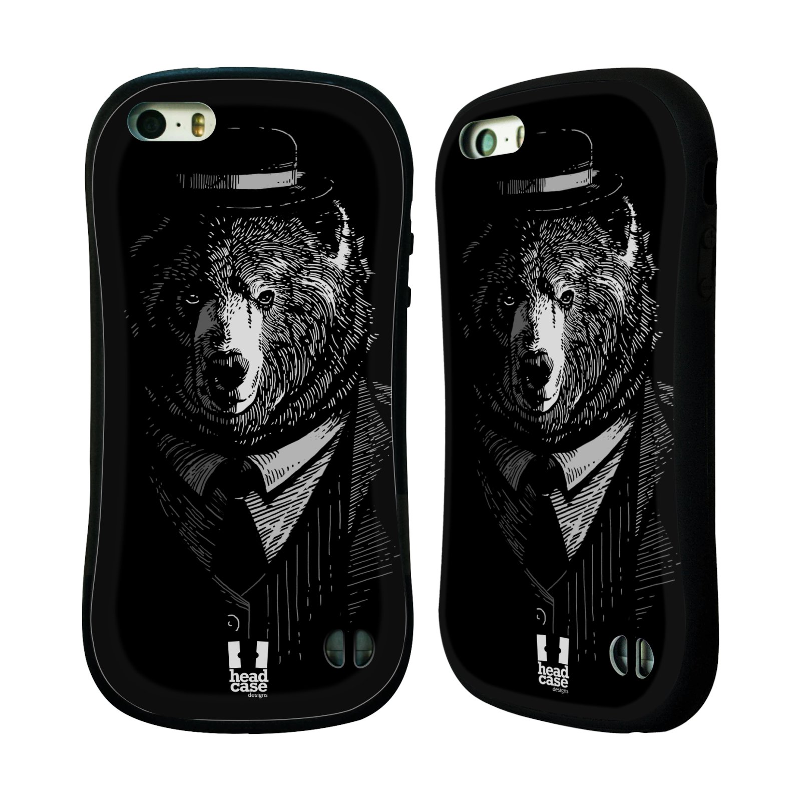 HEAD CASE silikon/plast odolný obal na mobil Apple Iphone 5/5S vzor Zvíře v obleku medvěd