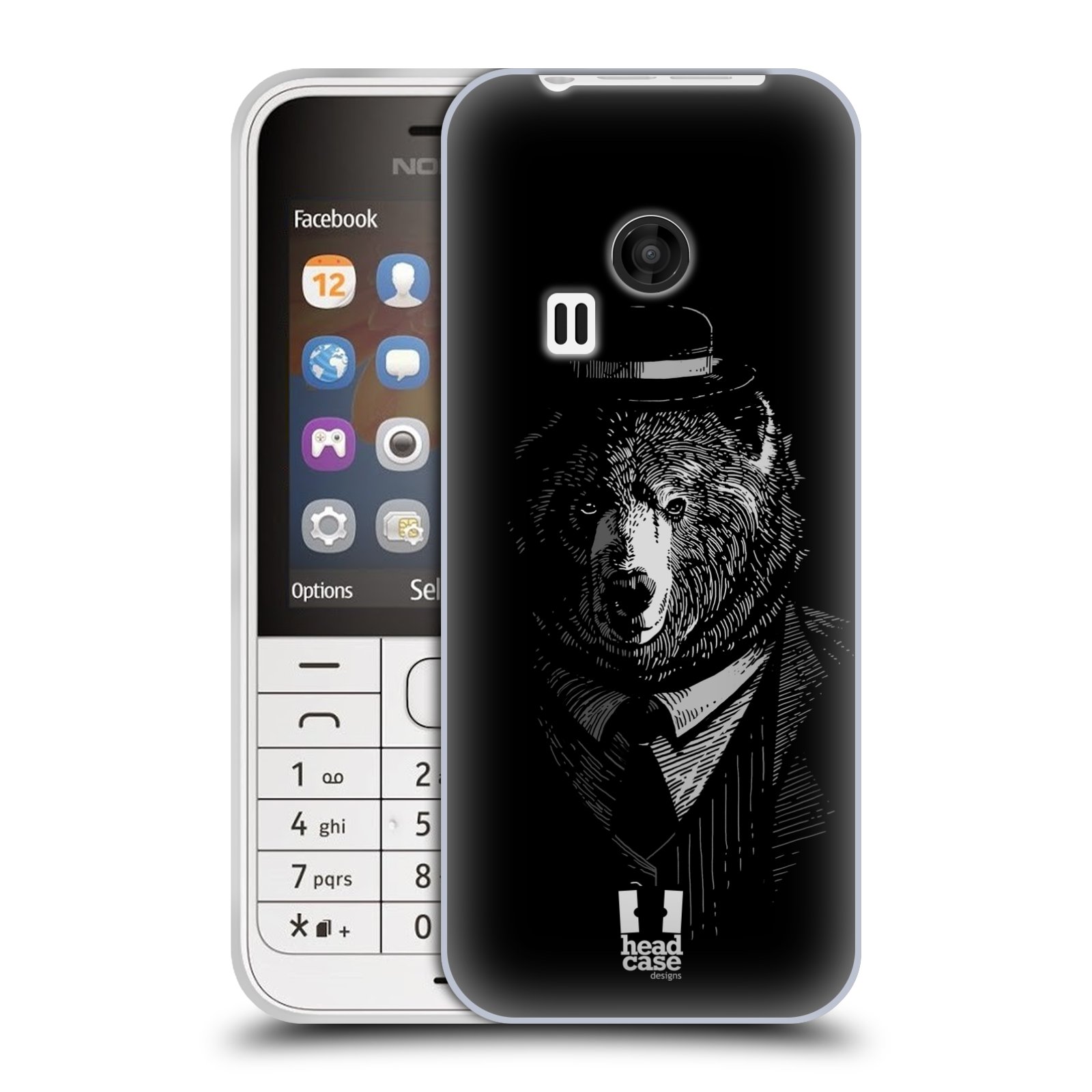 HEAD CASE silikonový obal na mobil NOKIA 220 / NOKIA 220 DUAL SIM vzor Zvíře v obleku medvěd