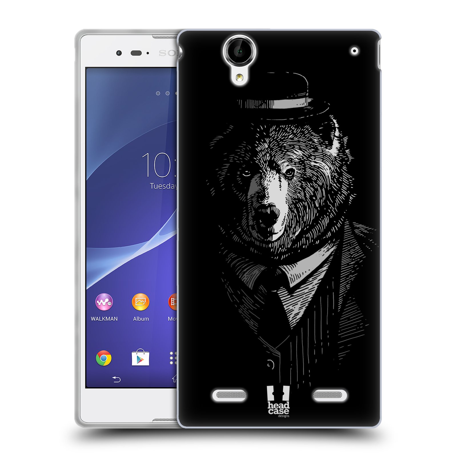HEAD CASE silikonový obal na mobil Sony Xperia T2 Ultra/T2 Ultra DUAL SIM vzor Zvíře v obleku medvěd