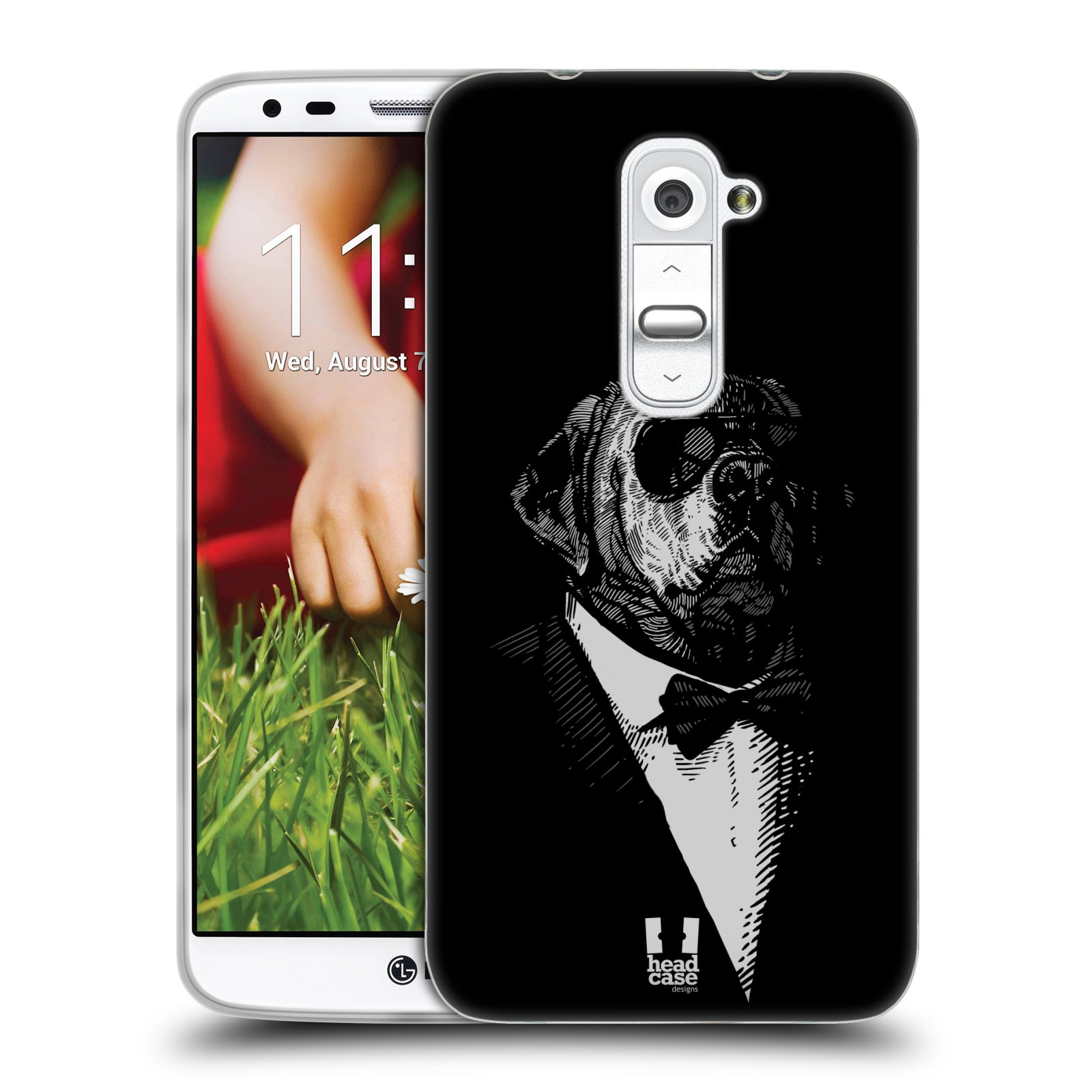 HEAD CASE silikonový obal na mobil LG G2 vzor Zvíře v obleku pes