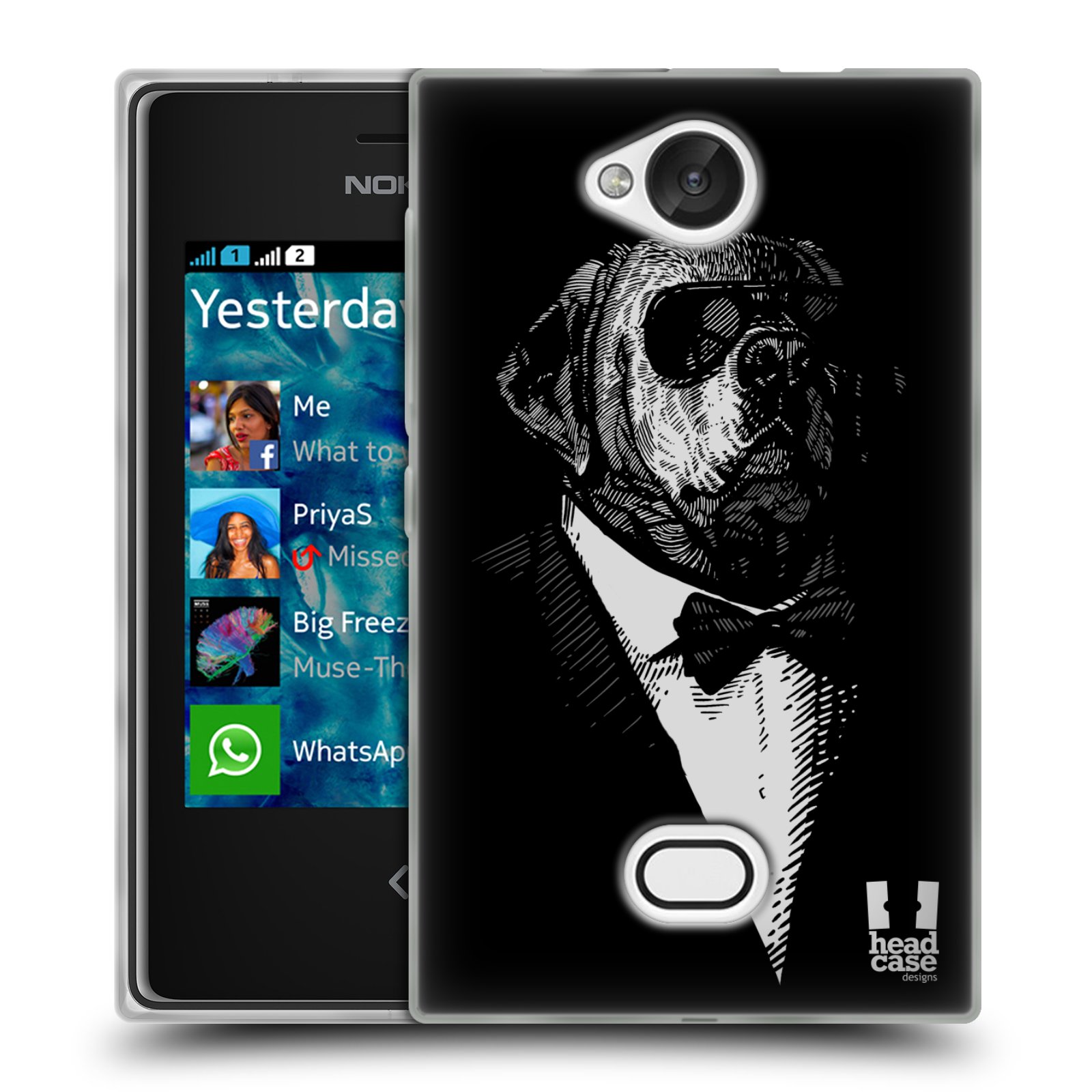 HEAD CASE silikonový obal na mobil NOKIA Asha 503 vzor Zvíře v obleku pes