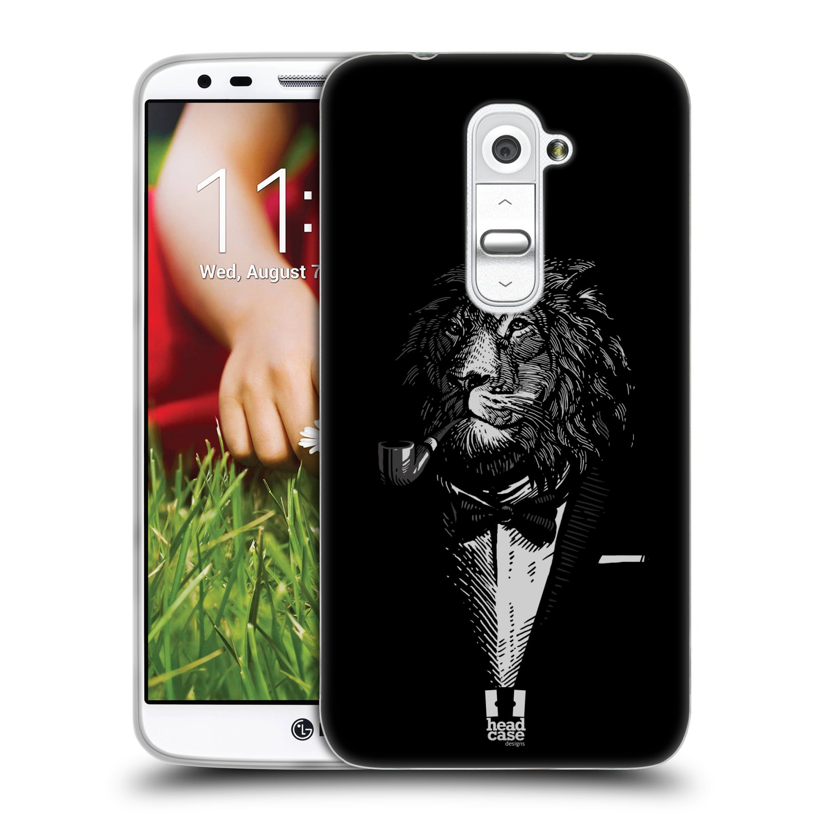 HEAD CASE silikonový obal na mobil LG G2 vzor Zvíře v obleku lev