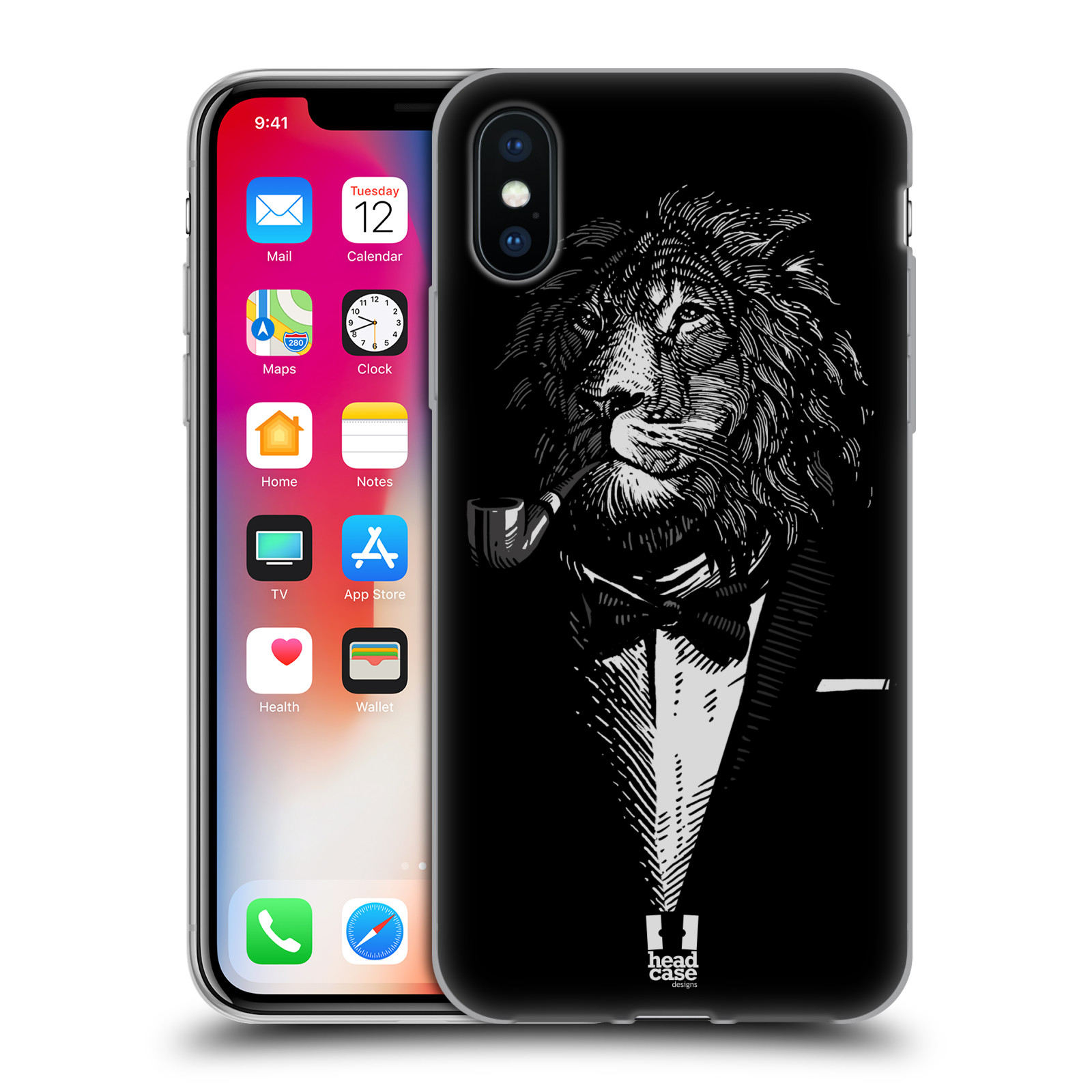 HEAD CASE silikonový obal na mobil Apple Iphone X vzor Zvíře v obleku lev