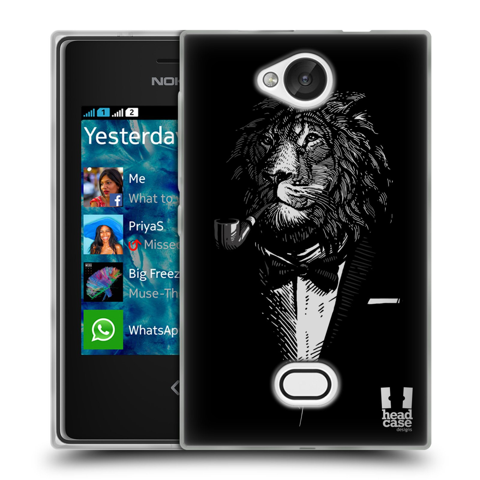 HEAD CASE silikonový obal na mobil NOKIA Asha 503 vzor Zvíře v obleku lev