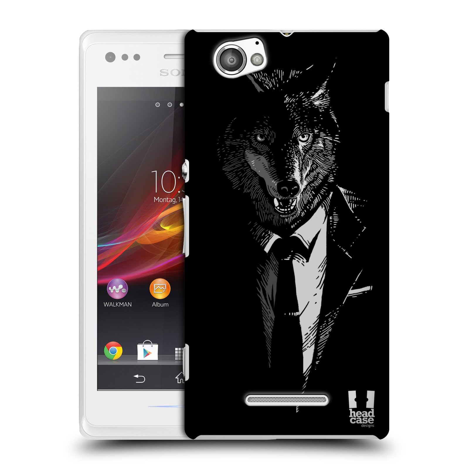 HEAD CASE plastový obal na mobil Sony Xperia M vzor Zvíře v obleku vlk