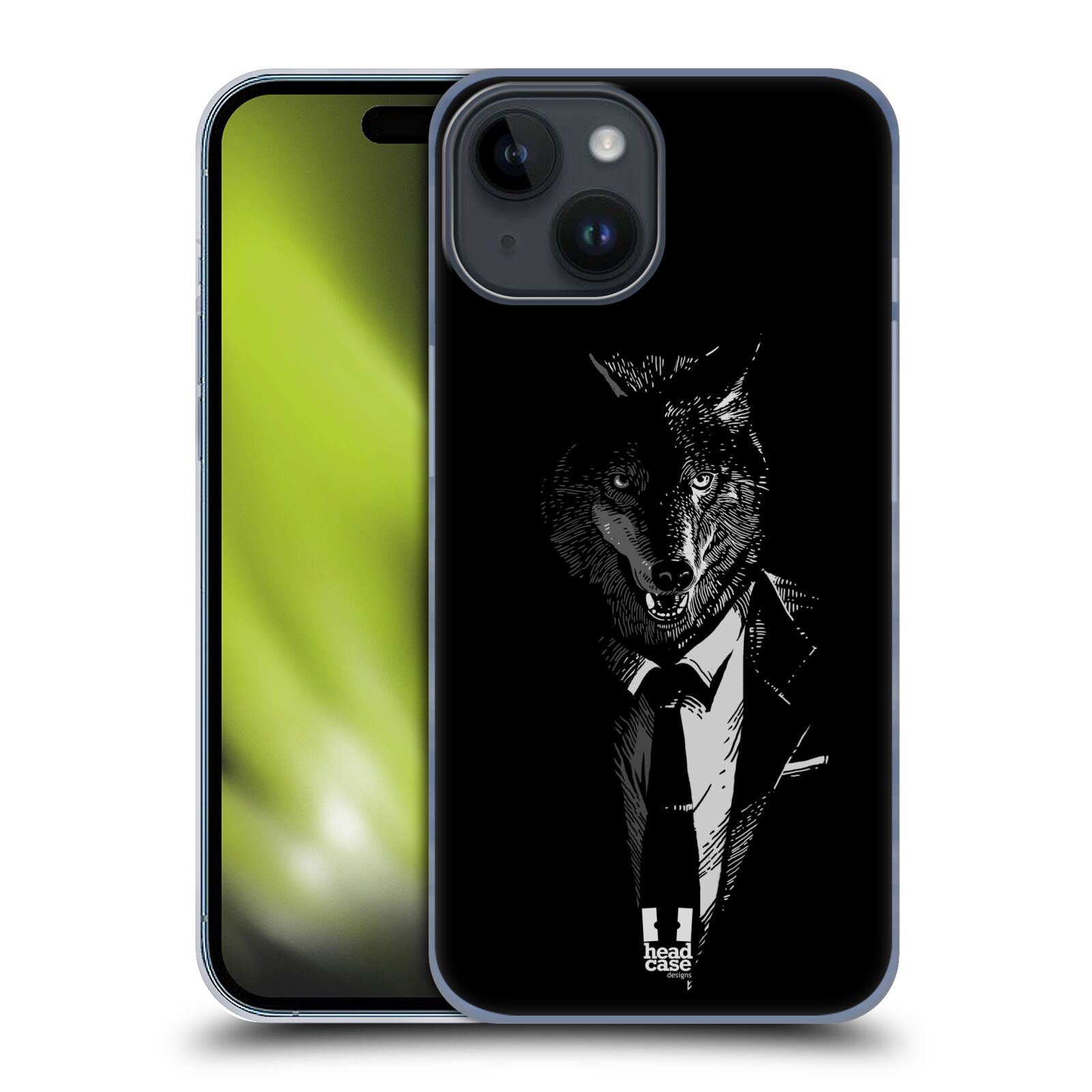 Plastový obal HEAD CASE na mobil Apple Iphone 15 vzor Zvíře v obleku vlk