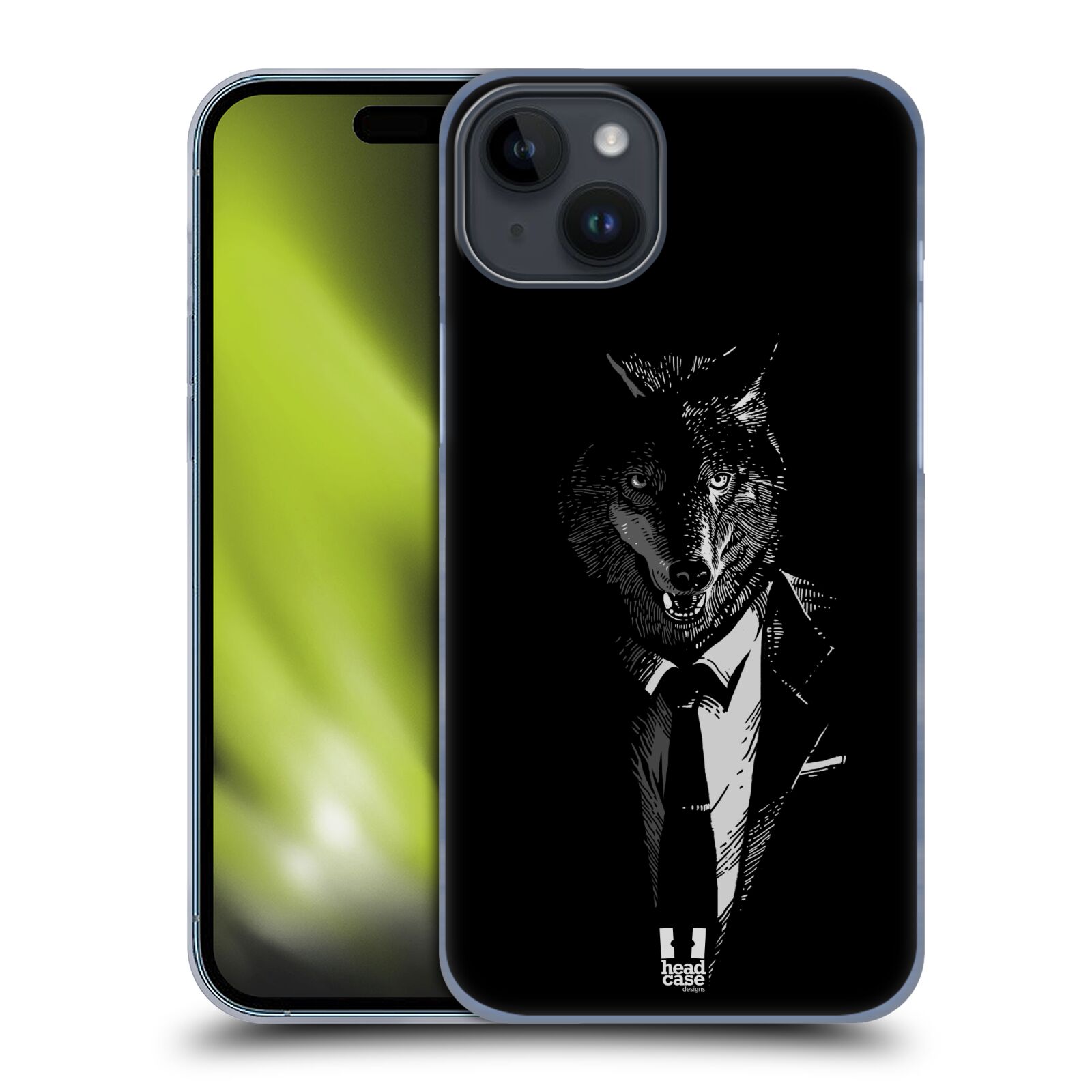Plastový obal HEAD CASE na mobil Apple Iphone 15 PLUS vzor Zvíře v obleku vlk