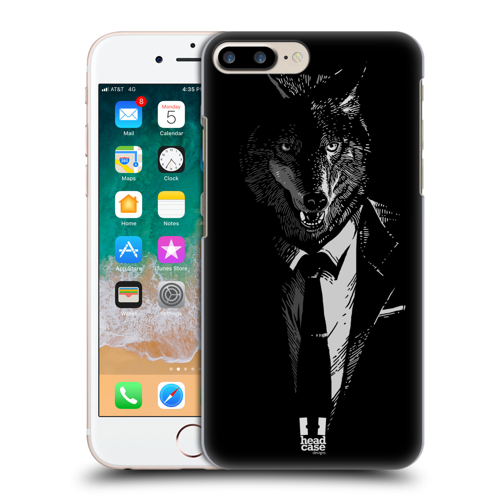 Plastové pouzdro pro mobil Apple Iphone 8 PLUS vzor Zvíře v obleku vlk