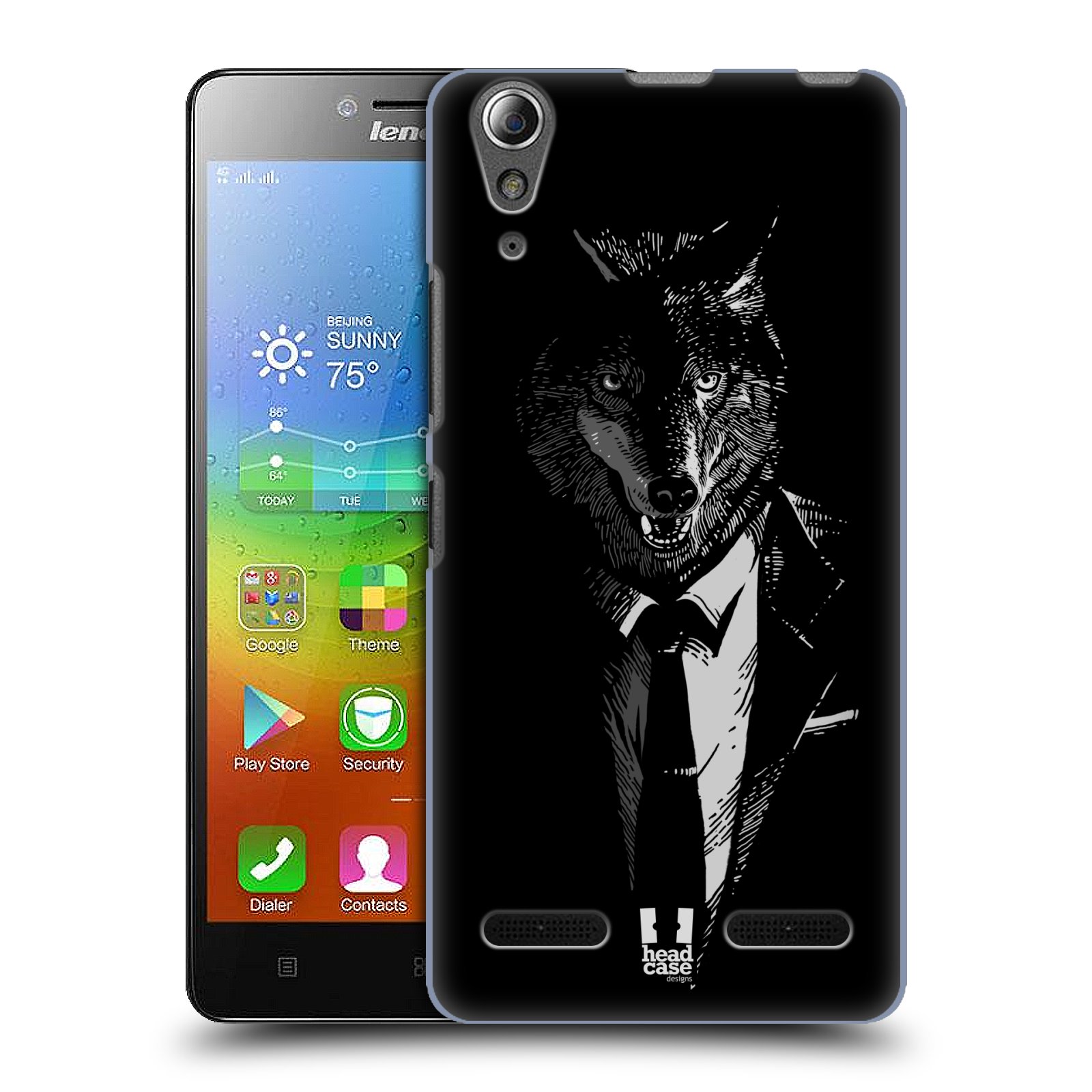 HEAD CASE pevný plastový obal na mobil LENOVO A6000 / A6000 PLUS vzor Zvíře v obleku vlk