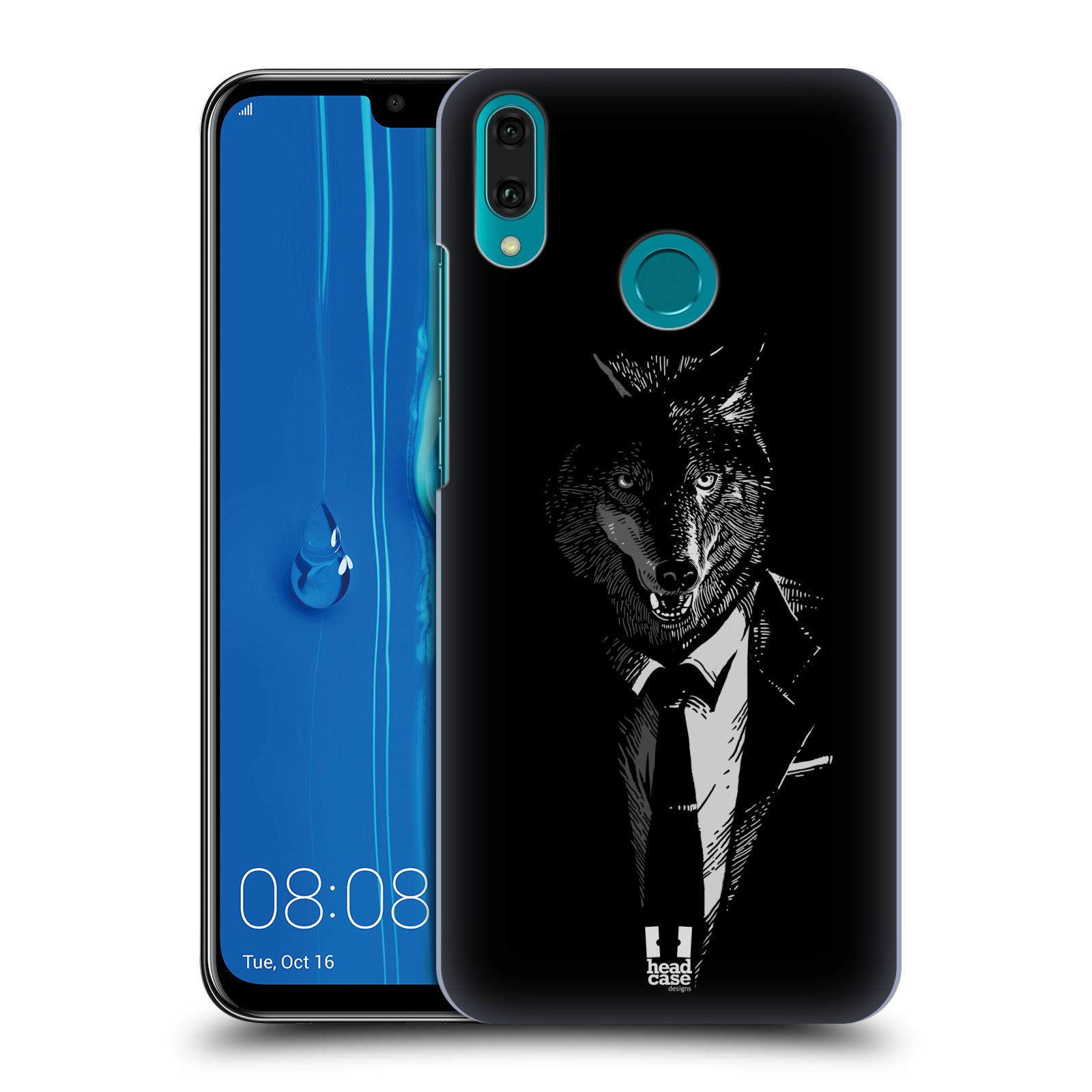 Pouzdro na mobil Huawei Y9 2019 - HEAD CASE - vzor Zvíře v obleku vlk