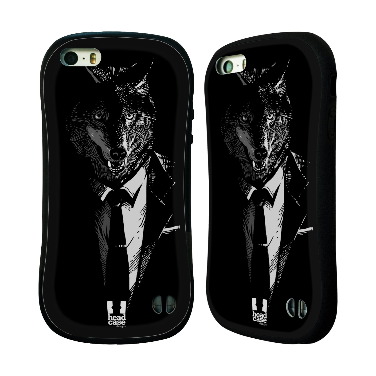 HEAD CASE silikon/plast odolný obal na mobil Apple Iphone 5/5S vzor Zvíře v obleku vlk